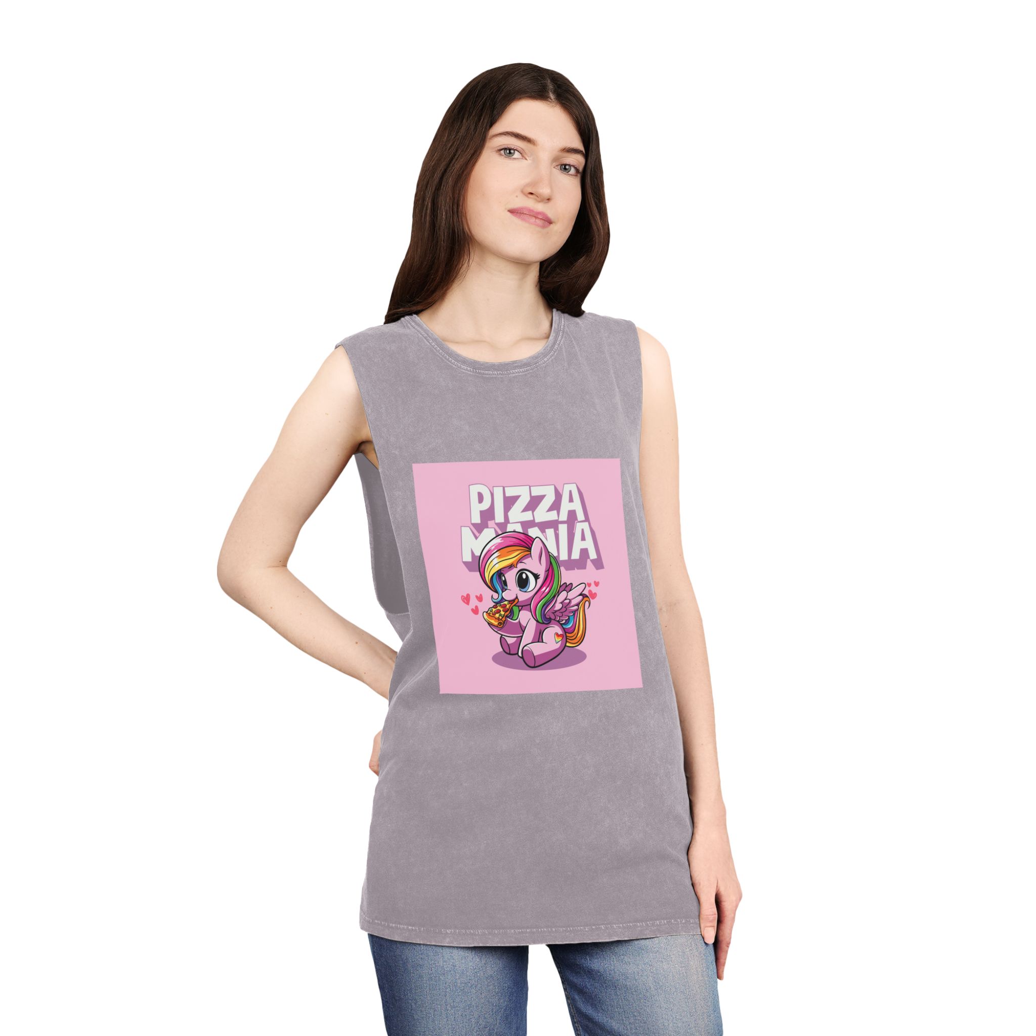 Pizza Mania Copia Unisex Stonewash Tank Top - Image 20