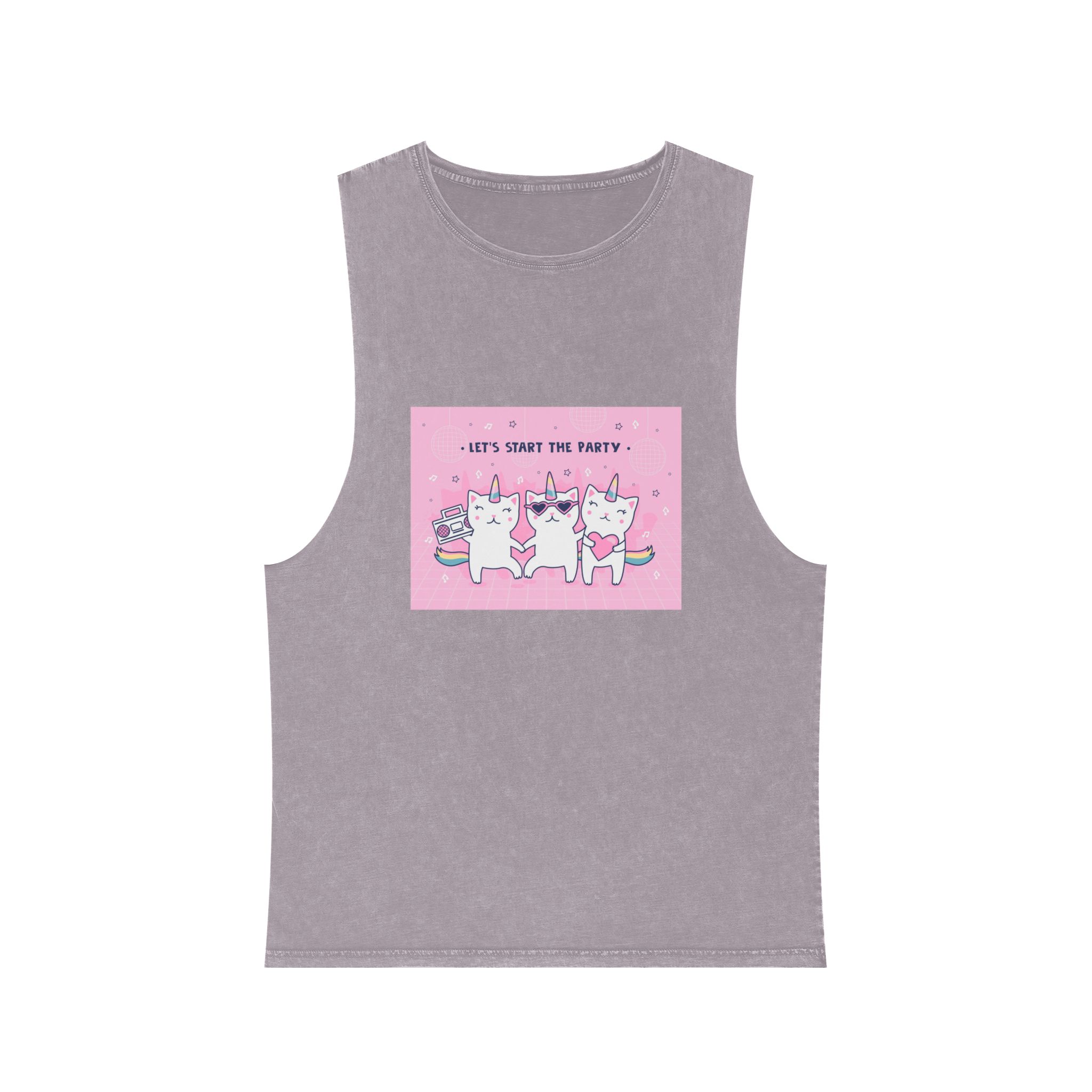 Cover Design With Unicorn Cats Unisex Stonewash Tank Top - Image 17