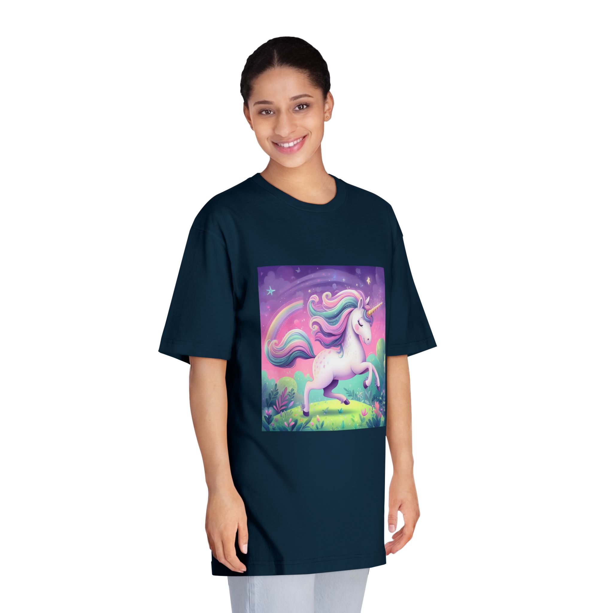 Beautiful Unicorn Running Magical Meadow Unicorn Background Images Whimsical Unicorn (12) Unisex Classic Crewneck T Shirt - Image 19