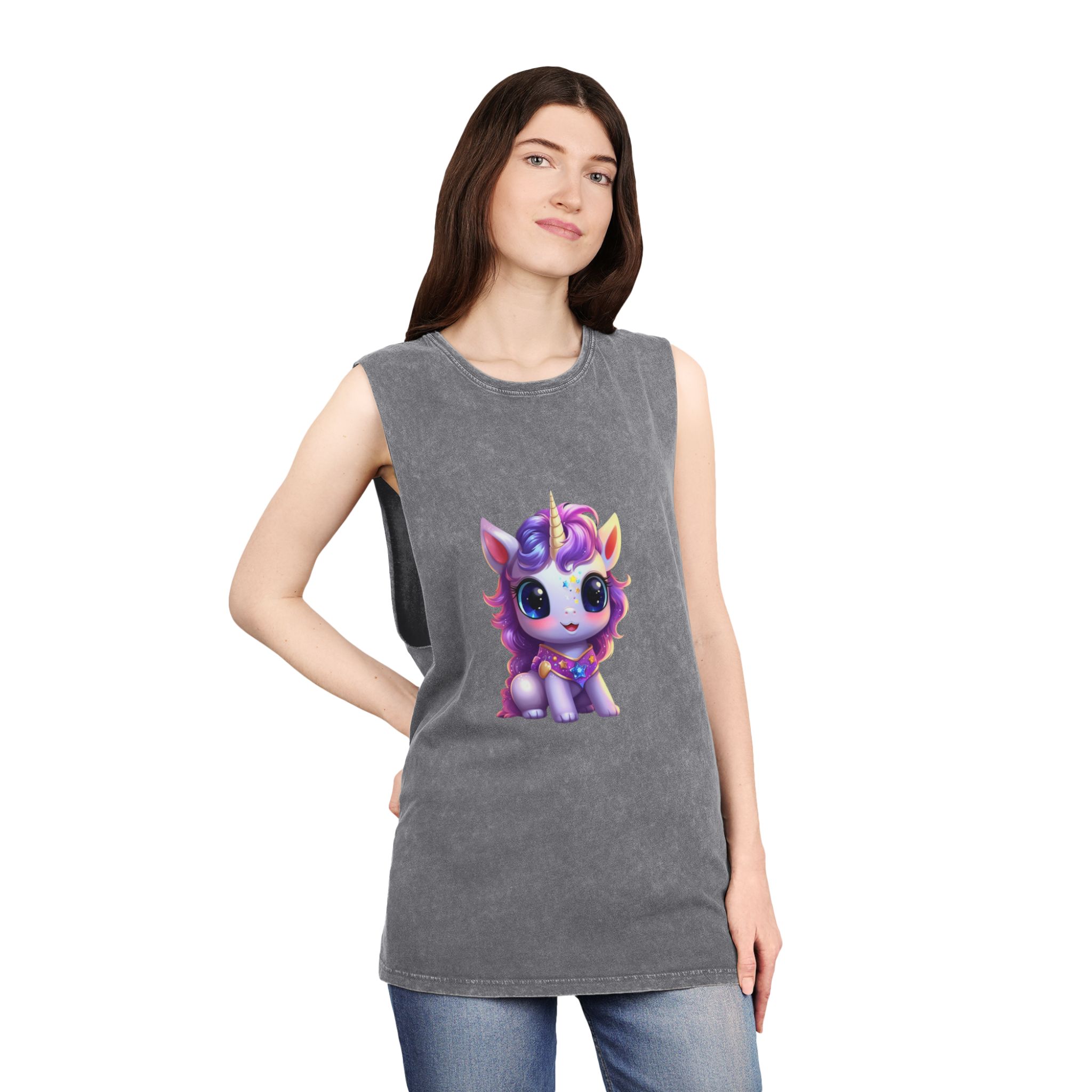 Beautiful Cute Baby Unicorn (4) Unisex Stonewash Tank Top - Image 12