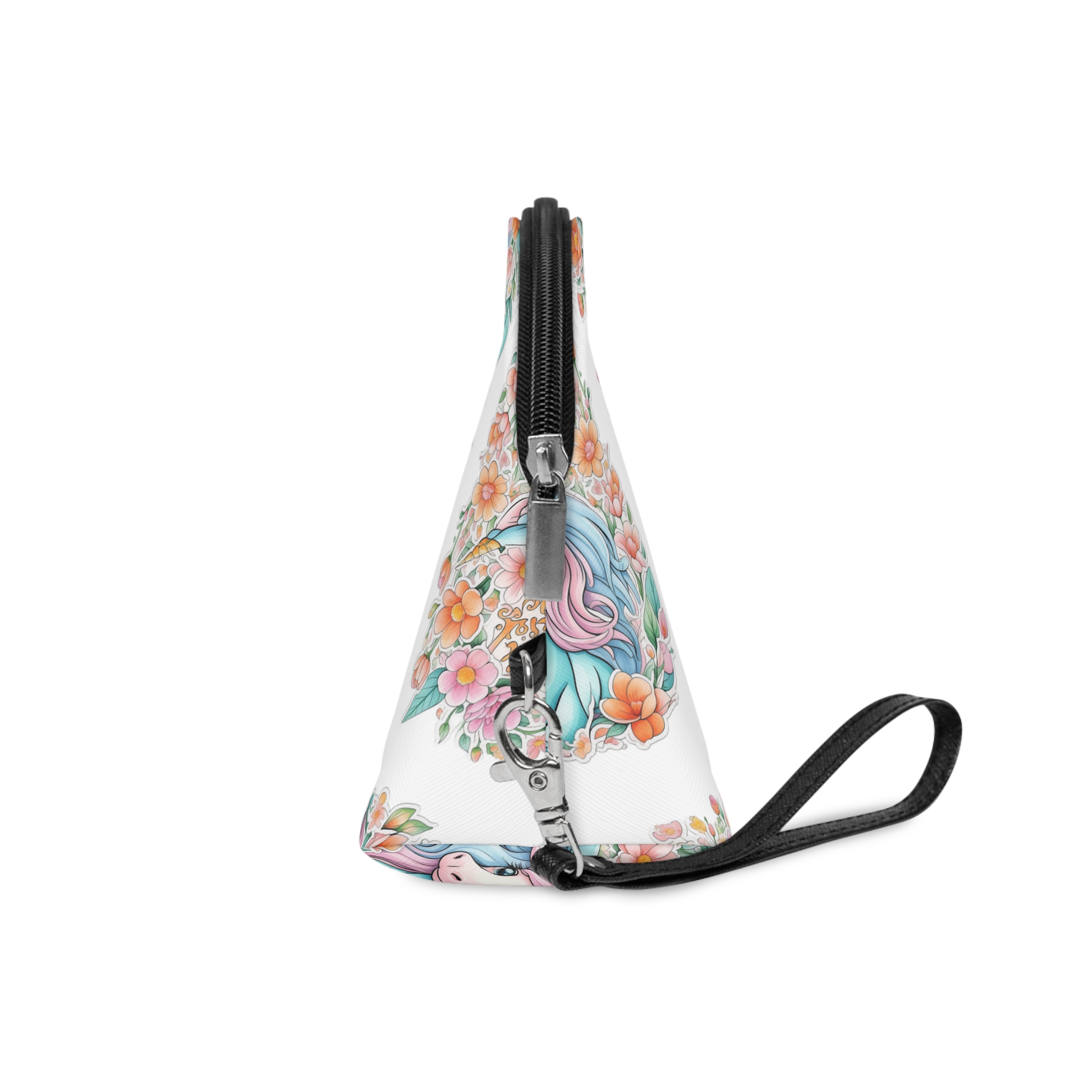 Beautiful Cute Unicorn With Colorful Fantasy Flowers (1) Makeup Bag - Image 3