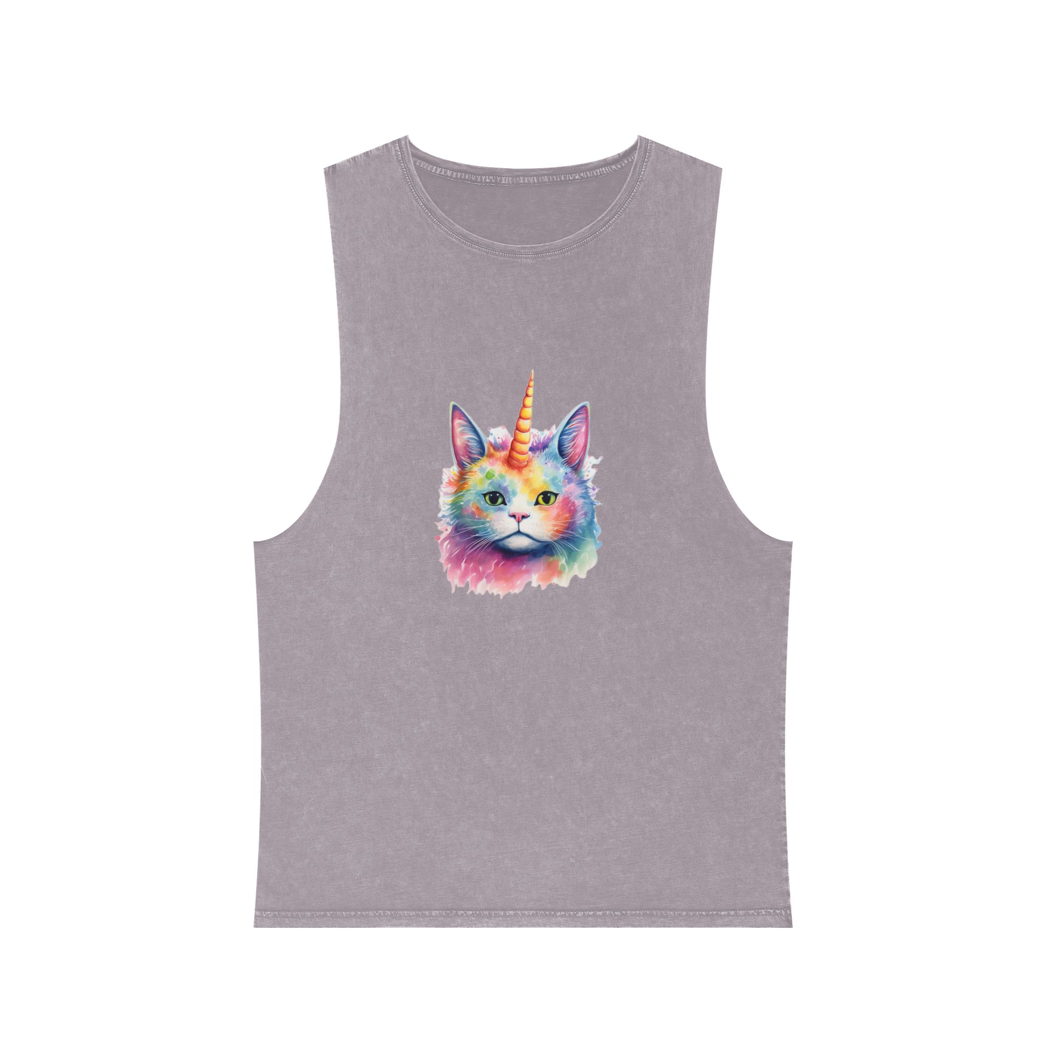 There Is Cat With Unicorn Horn Its Head Generative Ai Unisex Stonewash Tank Top - Image 17