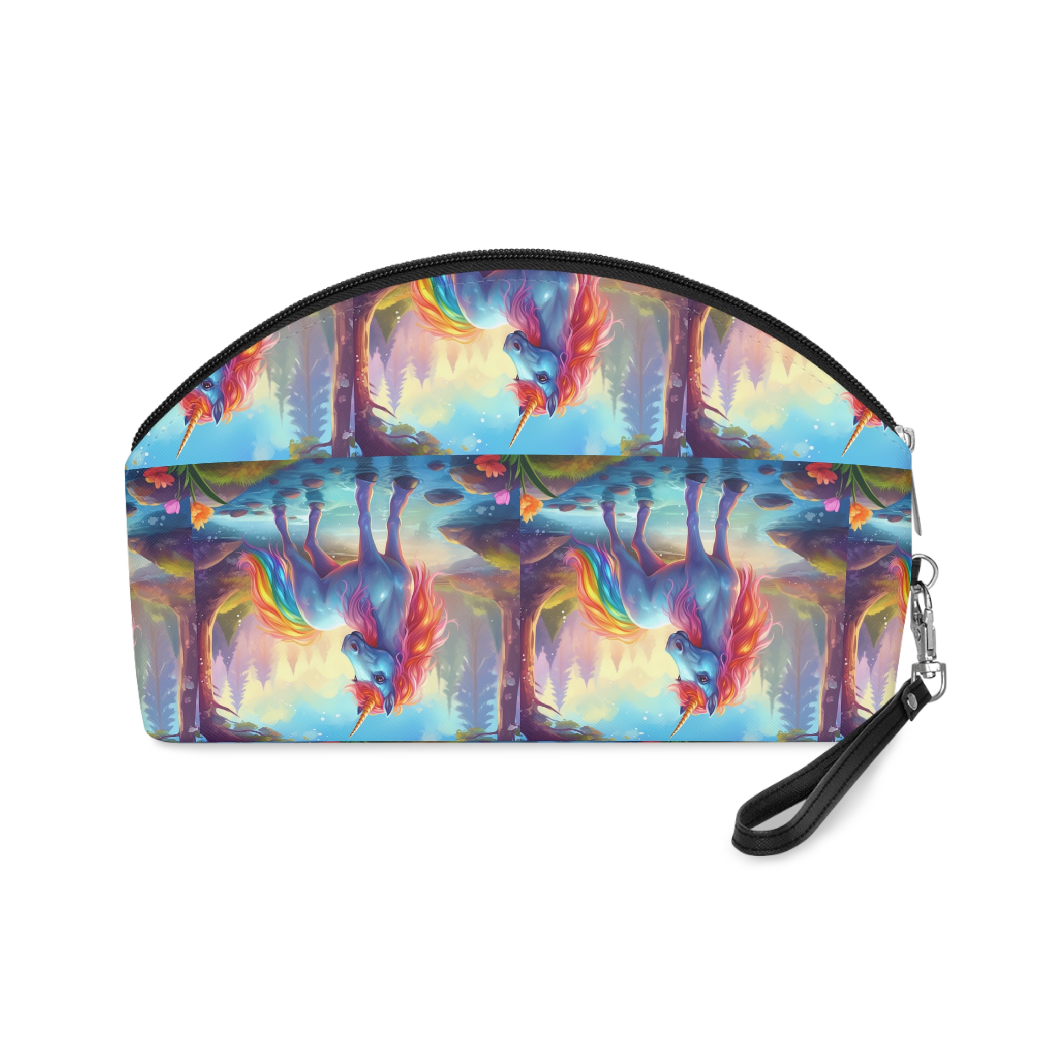 Unicorn Standing Stream Water Forest Generative Ai Makeup Bag - Image 2
