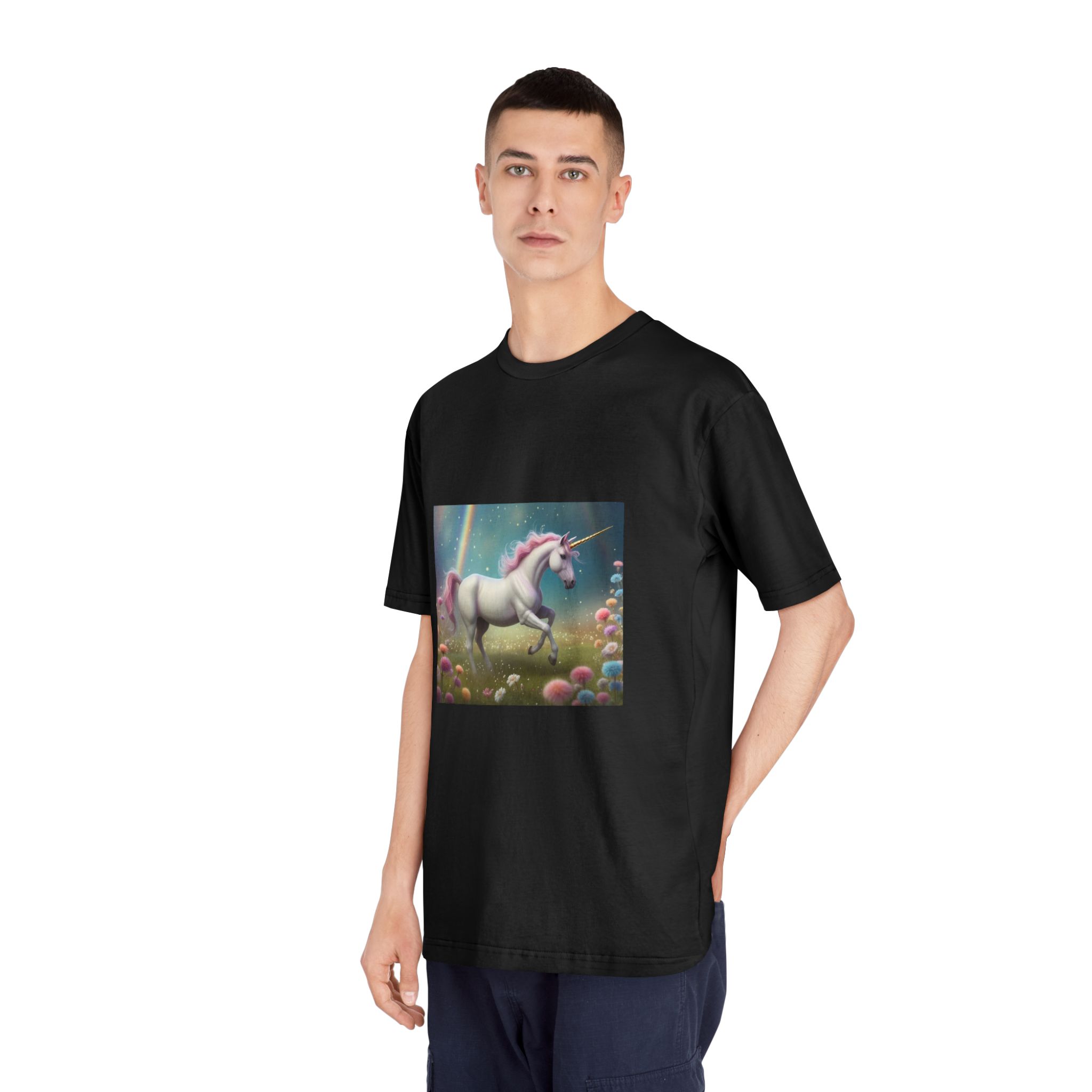 Beautiful Unicorn Running Magical Meadow Unicorn Background Images Whimsical Unicorn (71) Unisex Classic Crewneck T Shirt - Image 8