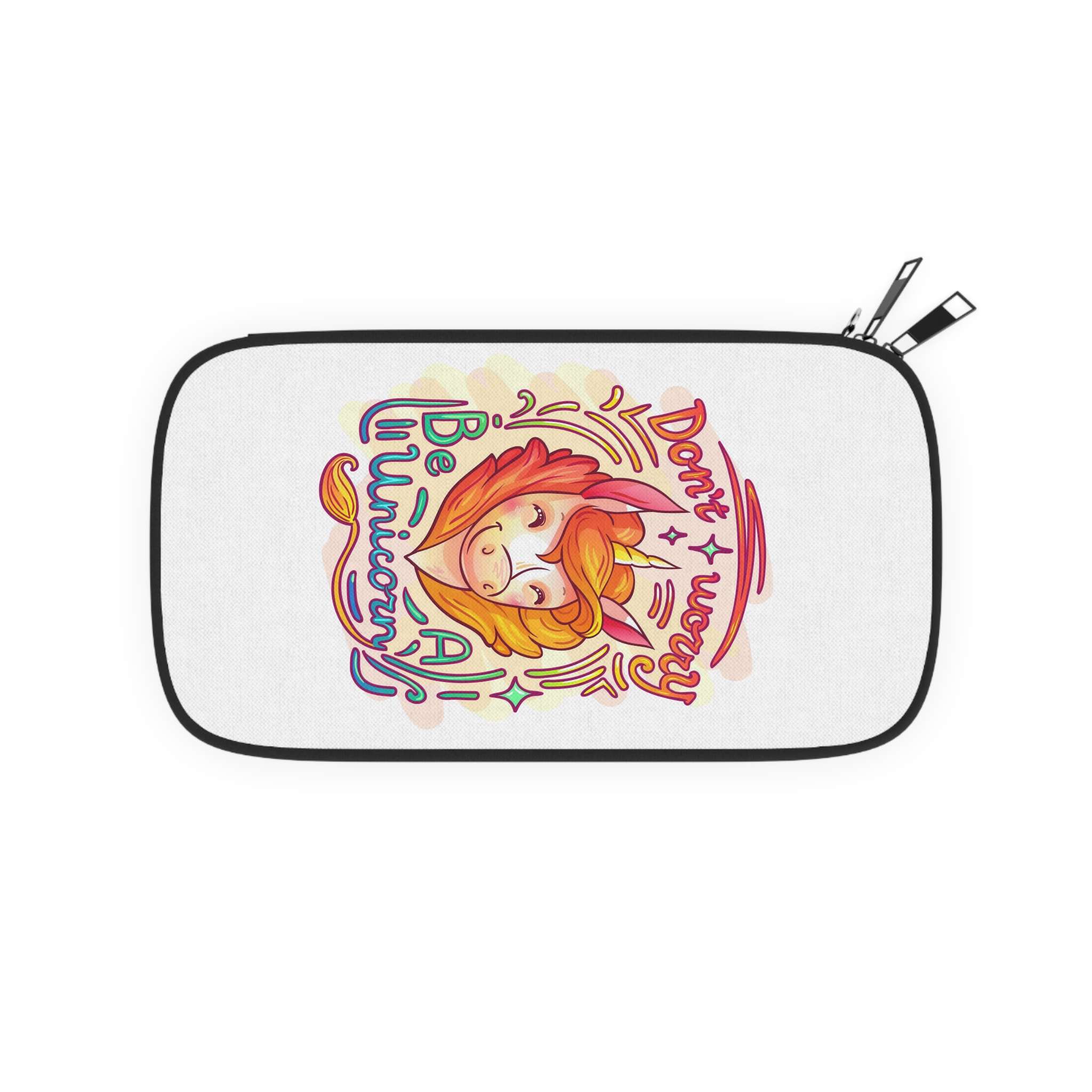 Cool Cartoon Hand Drawn Magic Horse With Lettering Worry Be Unicorn Vector Illustration Passport Wallet