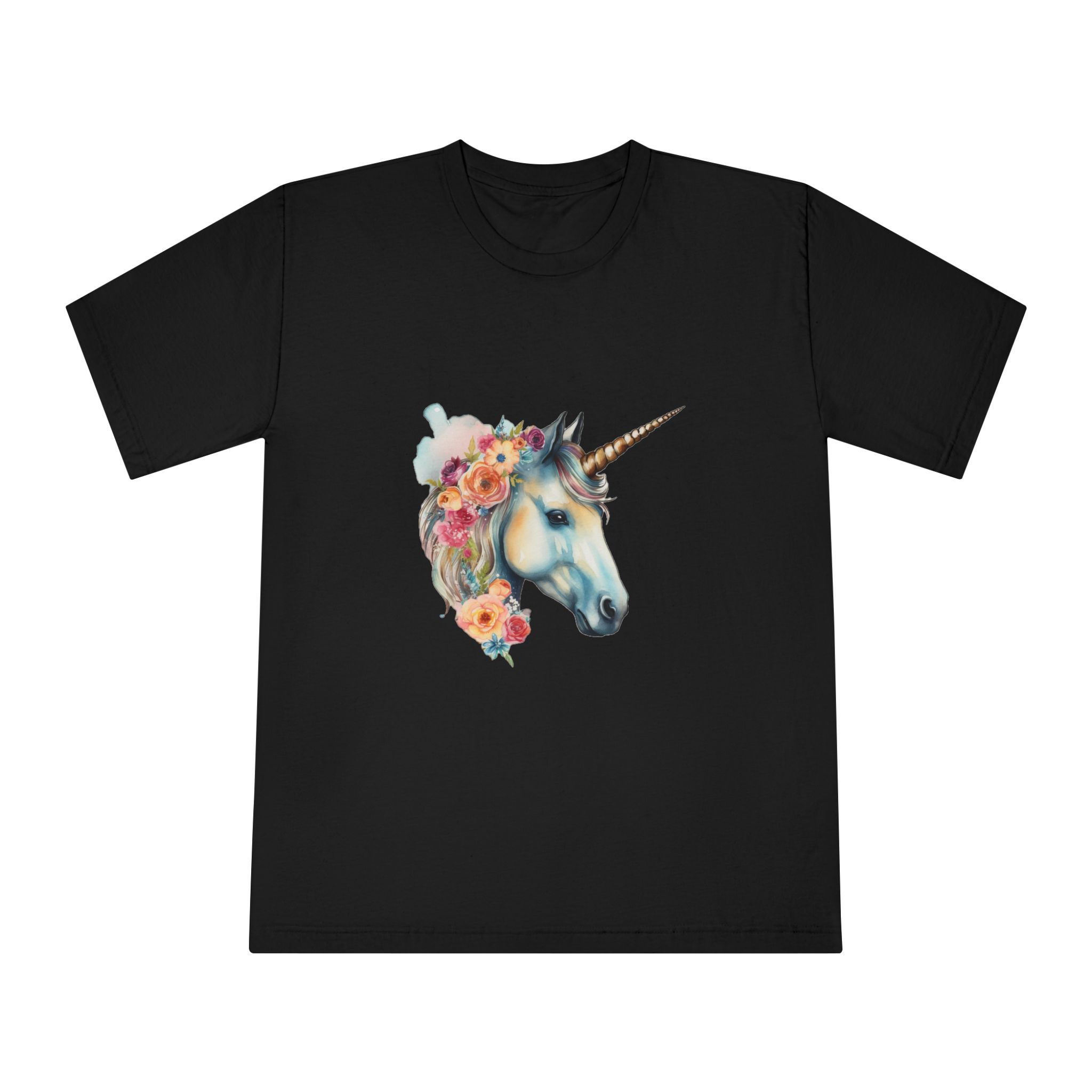 Unicorn With Flower Crown (1) Unisex Classic Crewneck T Shirt - Image 5