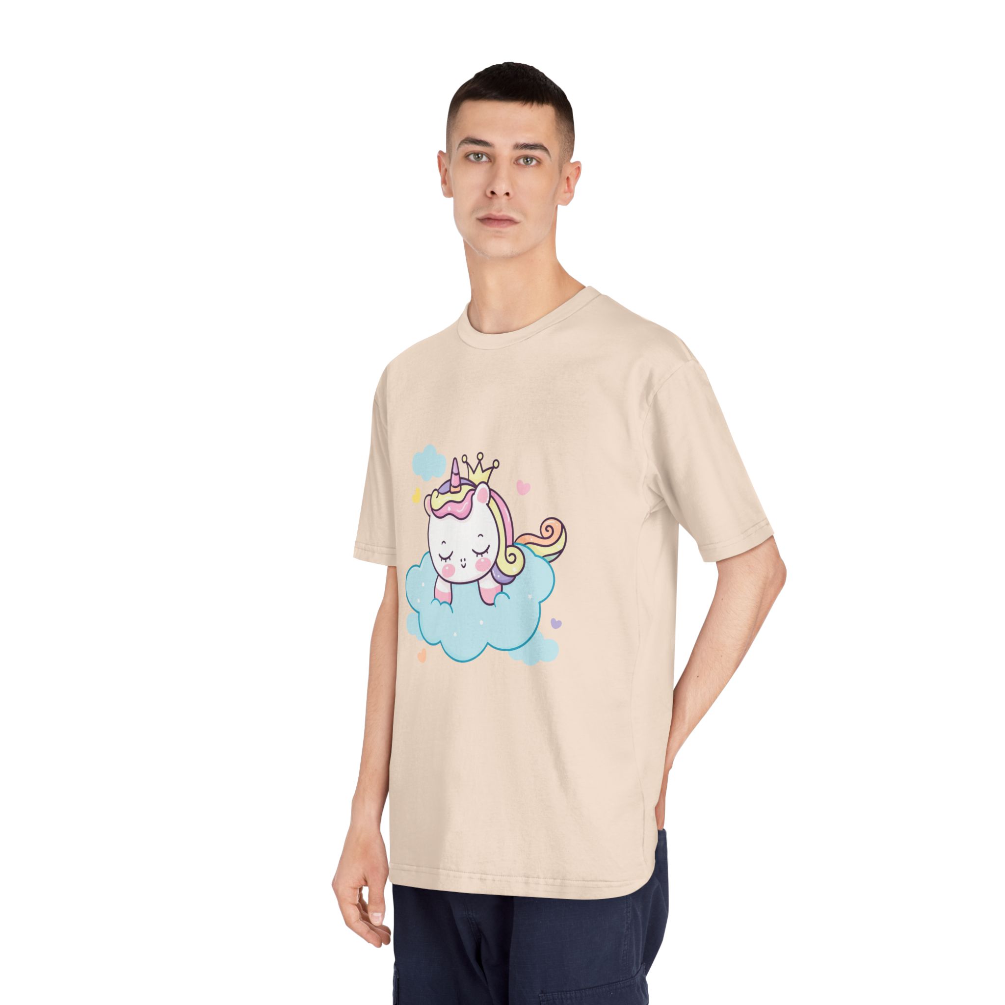 Cute Unicorn Princess Cartoon Sleep Cloud Kawaii Clipart Unisex Classic Crewneck T Shirt - Image 12