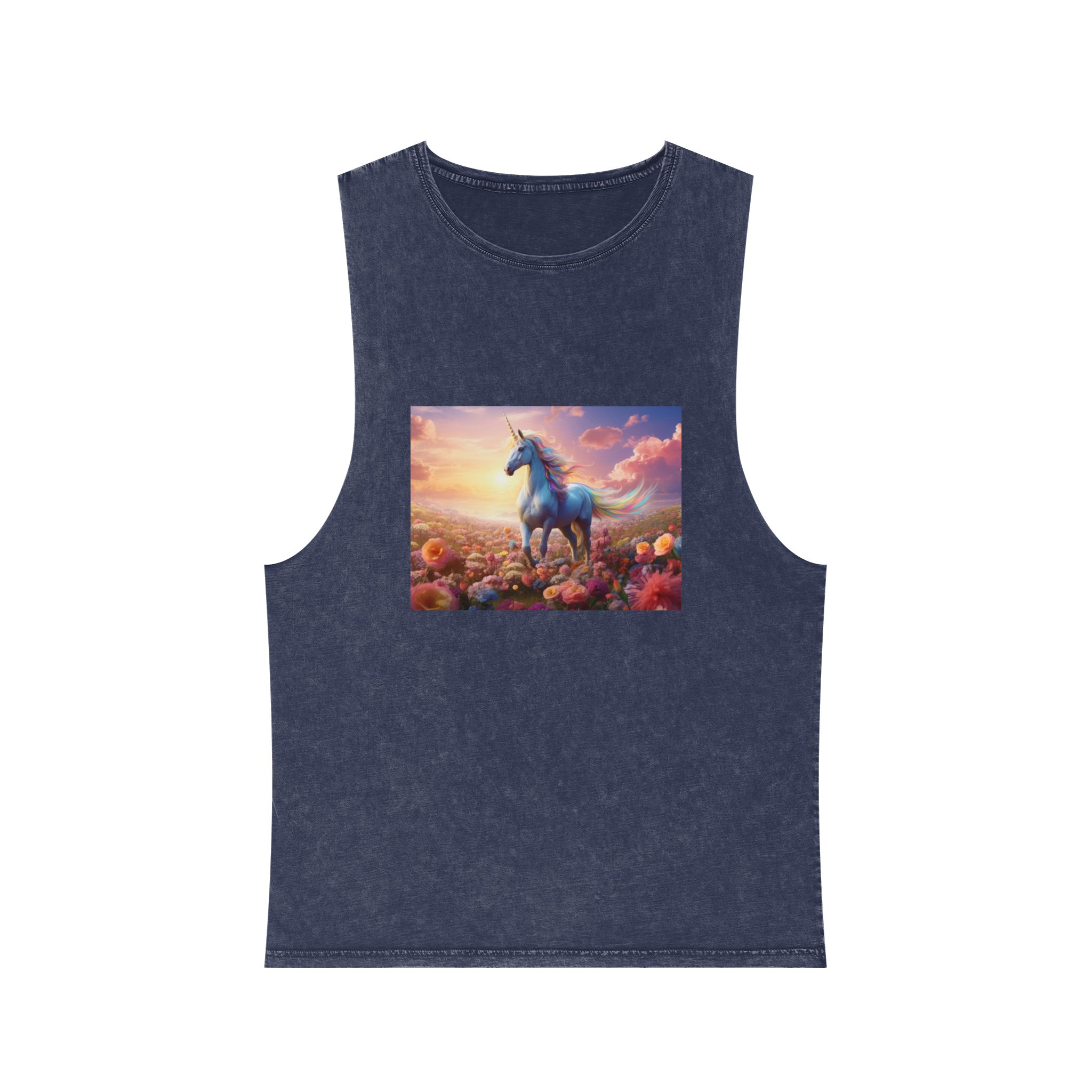 Unicorn Flower Field Unisex Stonewash Tank Top - Image 13