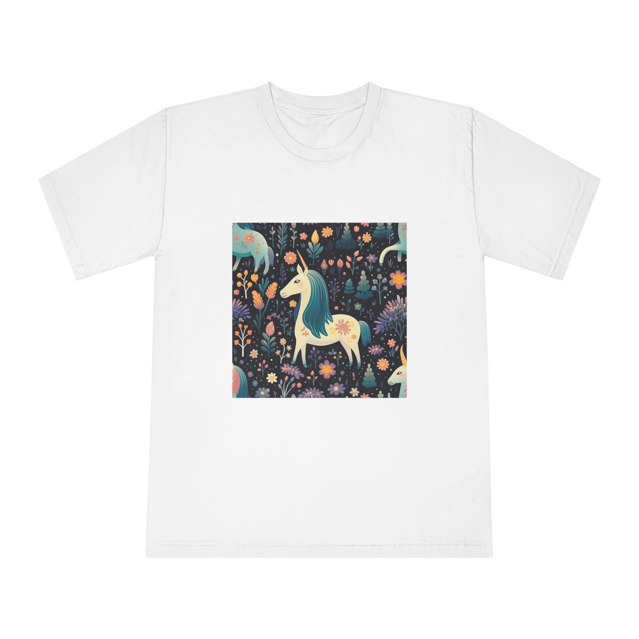 Childish Seamless Pattern Background With Colorful Unicorns Unisex Classic Crewneck T Shirt