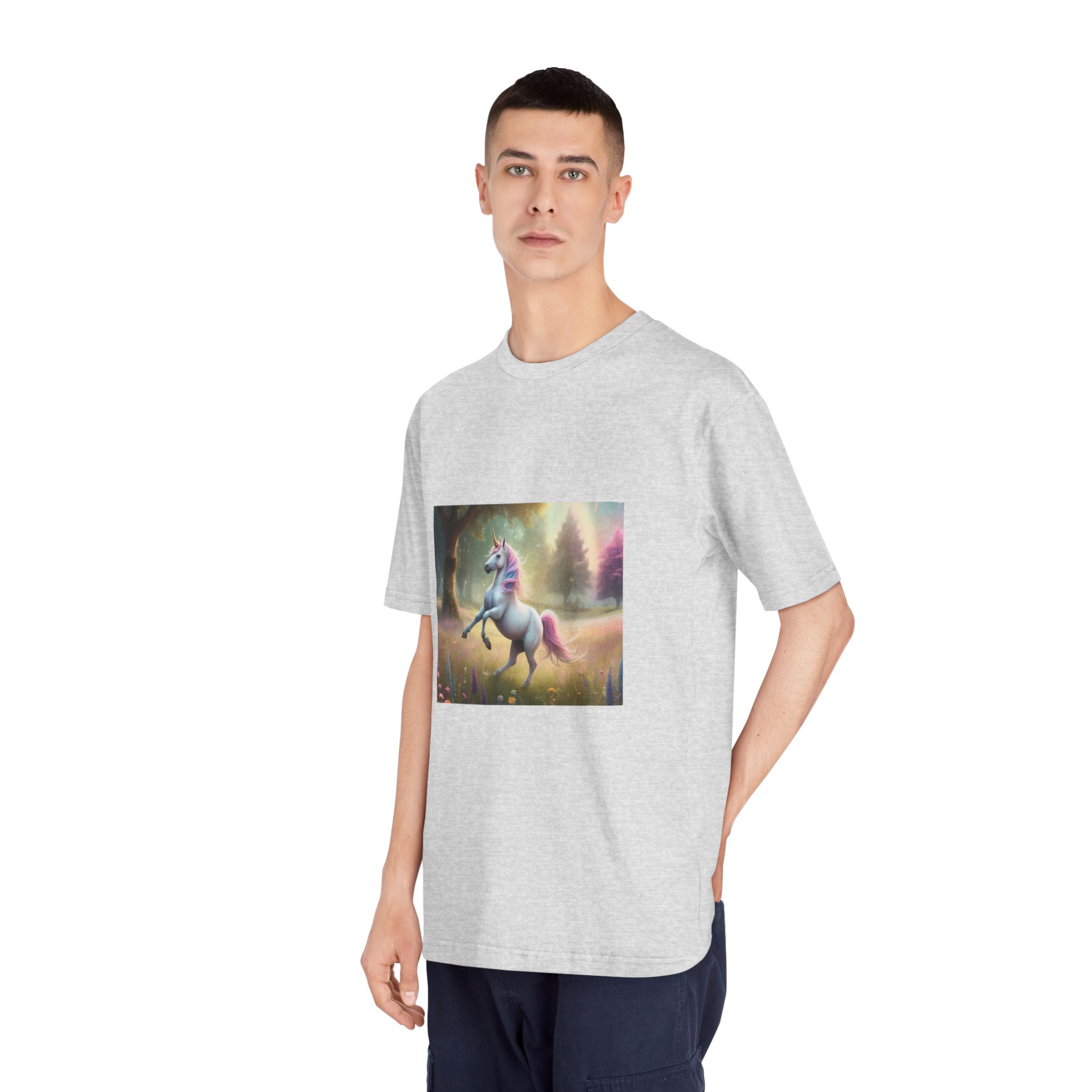 Beautiful Unicorn Running Magical Meadow Unicorn Background Images Whimsical Unicorn (8) Unisex Classic Crewneck T Shirt - Image 16