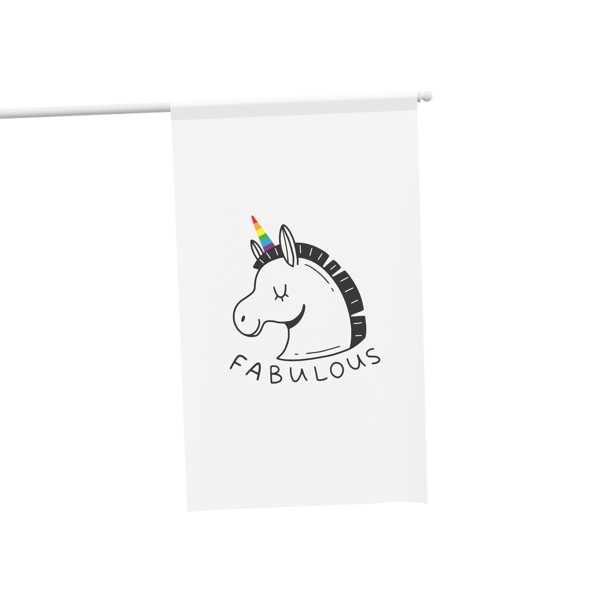 Unicorn With Lgbt Rainbow Horn Word Fabulous Doodle Style House Banner - Image 3