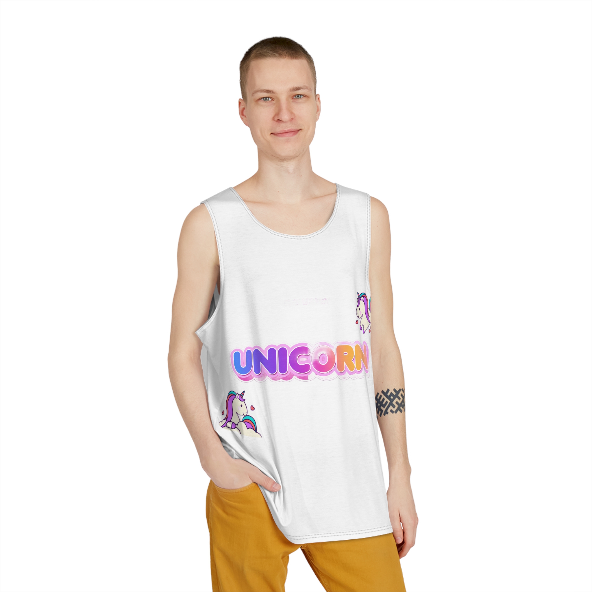 Unicorn Text Effect Mens Tank Aop - Image 3