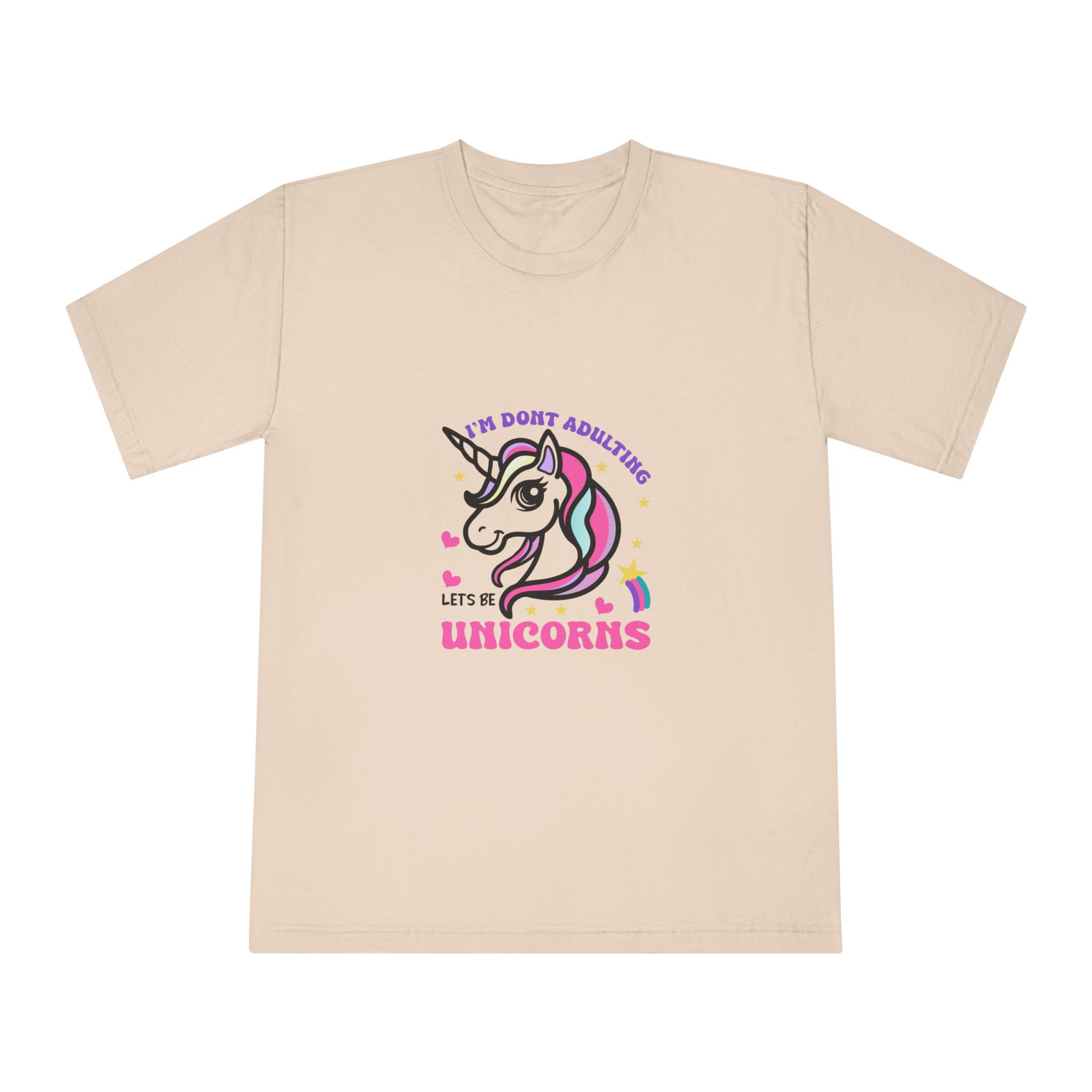 Cute Unicorn Illustration With Rainbow Stars Hearts Unisex Classic Crewneck T Shirt - Image 9