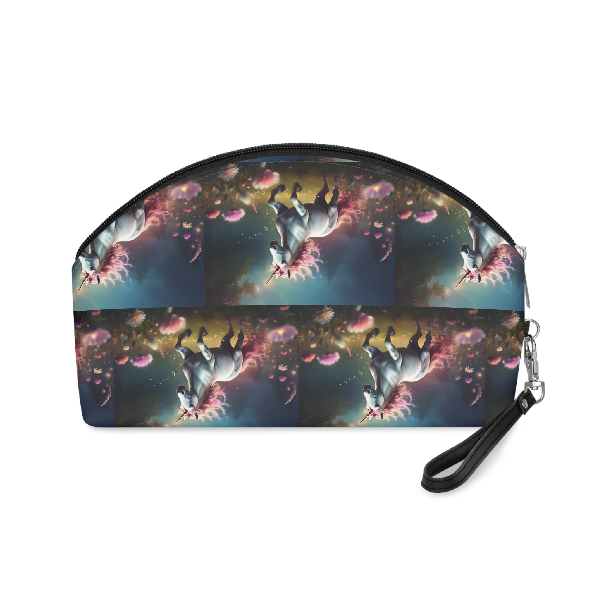 Beautiful Unicorn Running Magical Meadow Unicorn Background Images Whimsical Unicorn (22) Makeup Bag - Image 2