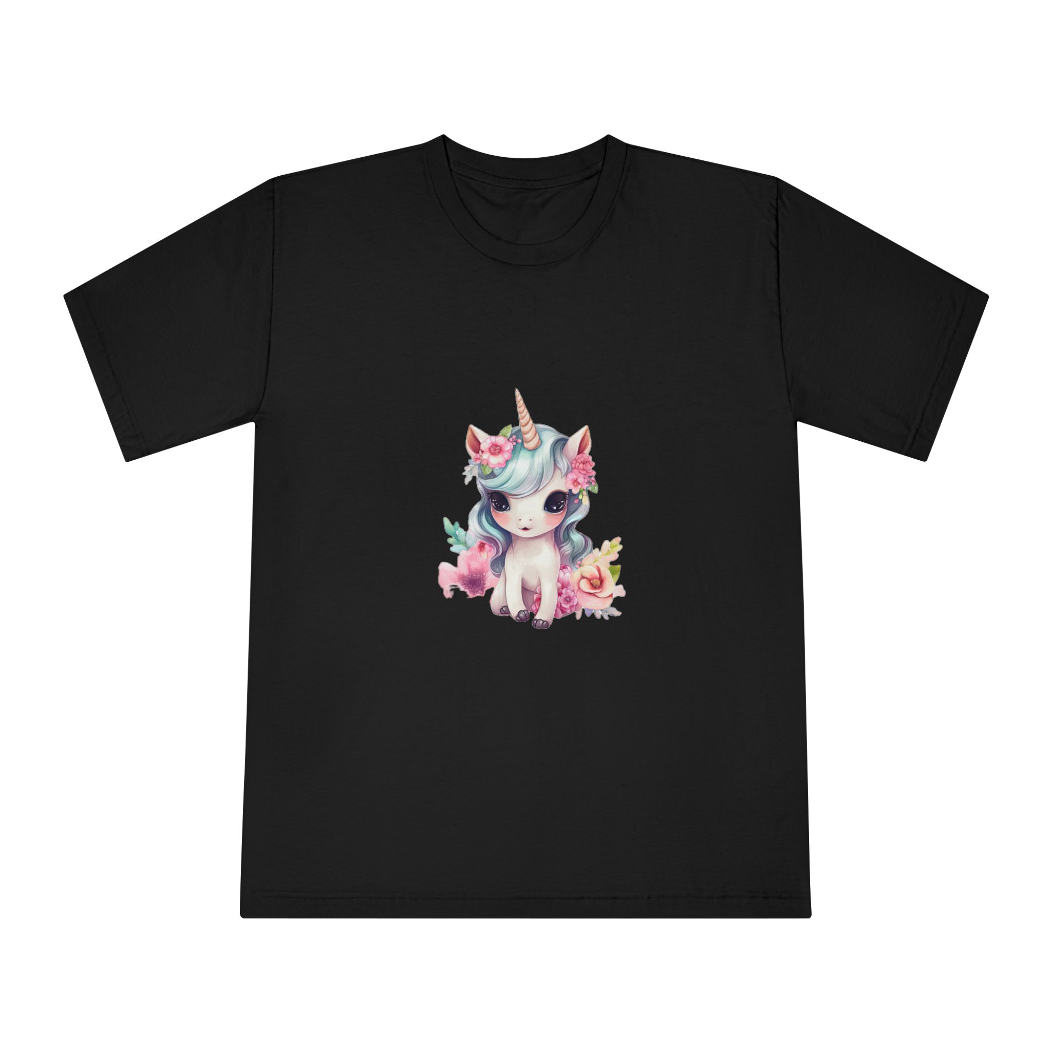 Unicorn With Flower Crown Its Head (1) Unisex Classic Crewneck T Shirt - Image 5