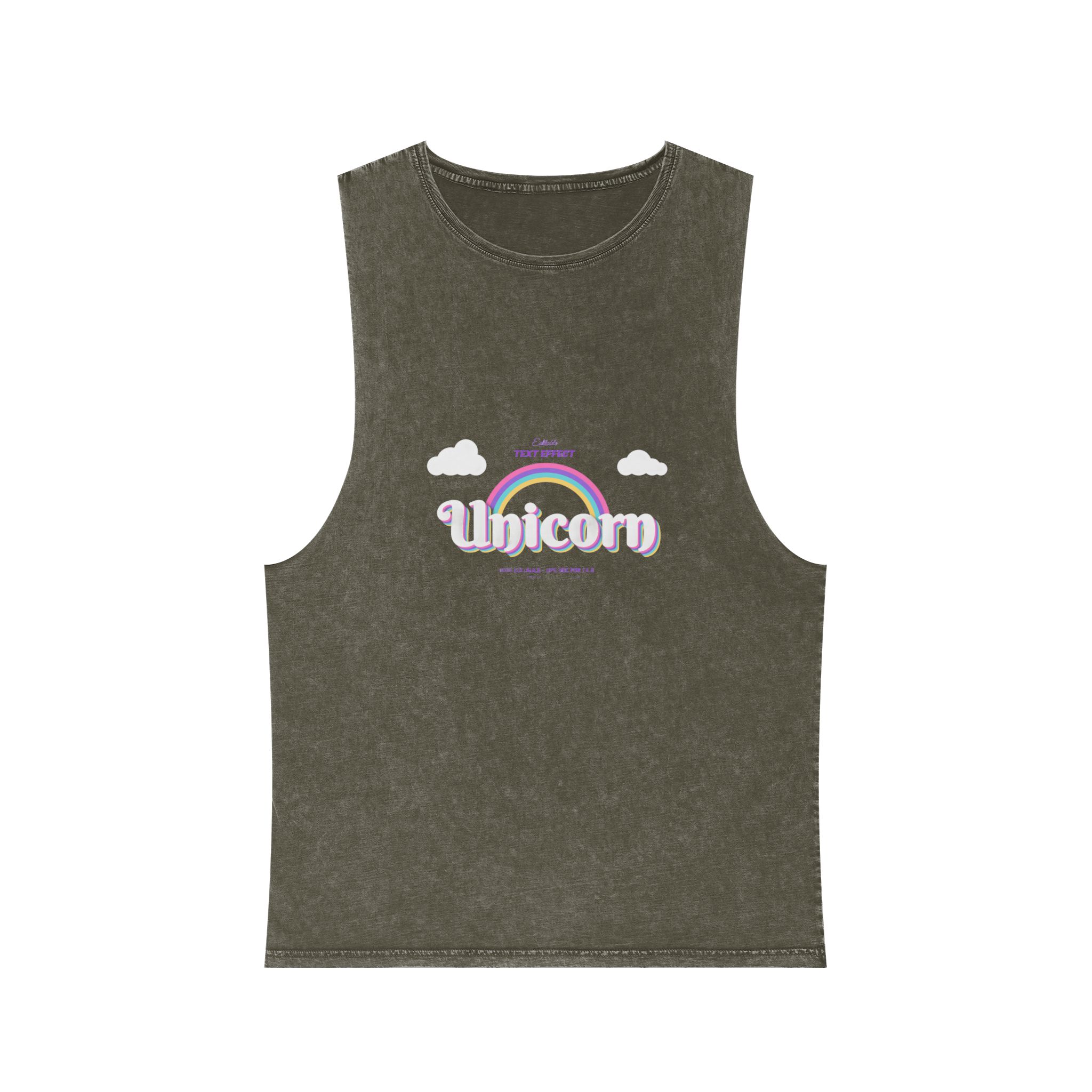 Cute Unicorn Editable Text Effect Unisex Stonewash Tank Top - Image 5
