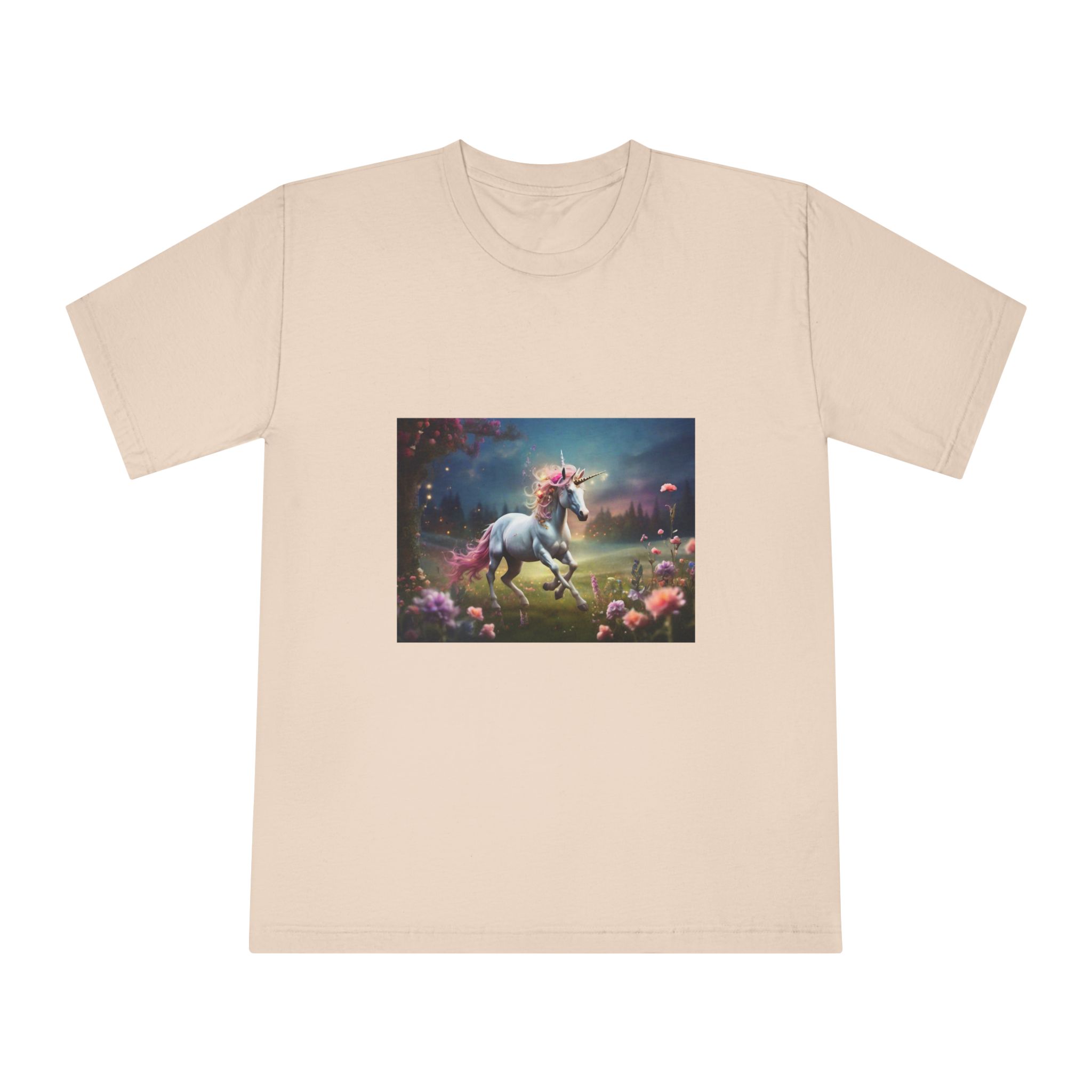 Beautiful Unicorn Running Magical Meadow Unicorn Background Images Whimsical Unicorn (5) Unisex Classic Crewneck T Shirt - Image 9