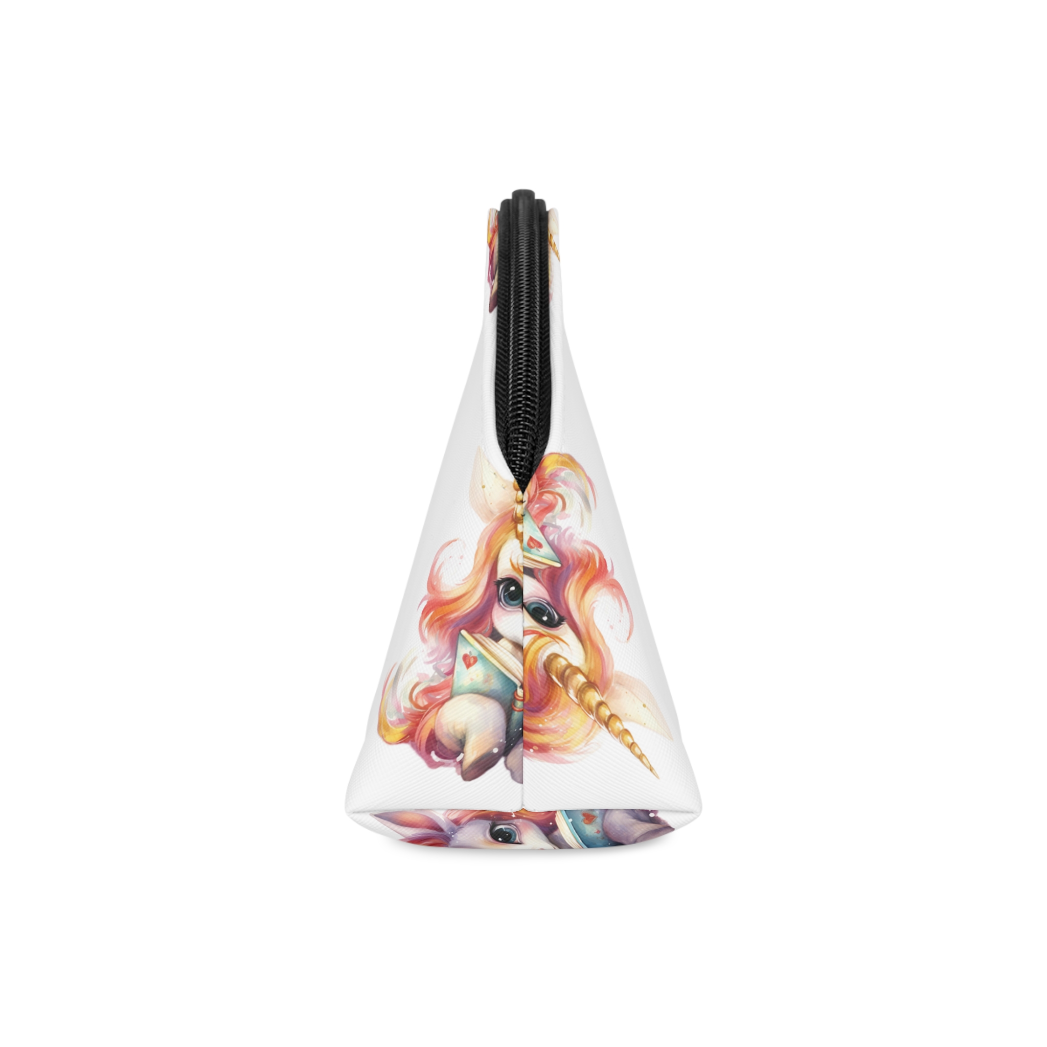 Unicorn Reading Book With Unicorn Horn Her Head Generative Ai Makeup Bag - Image 4