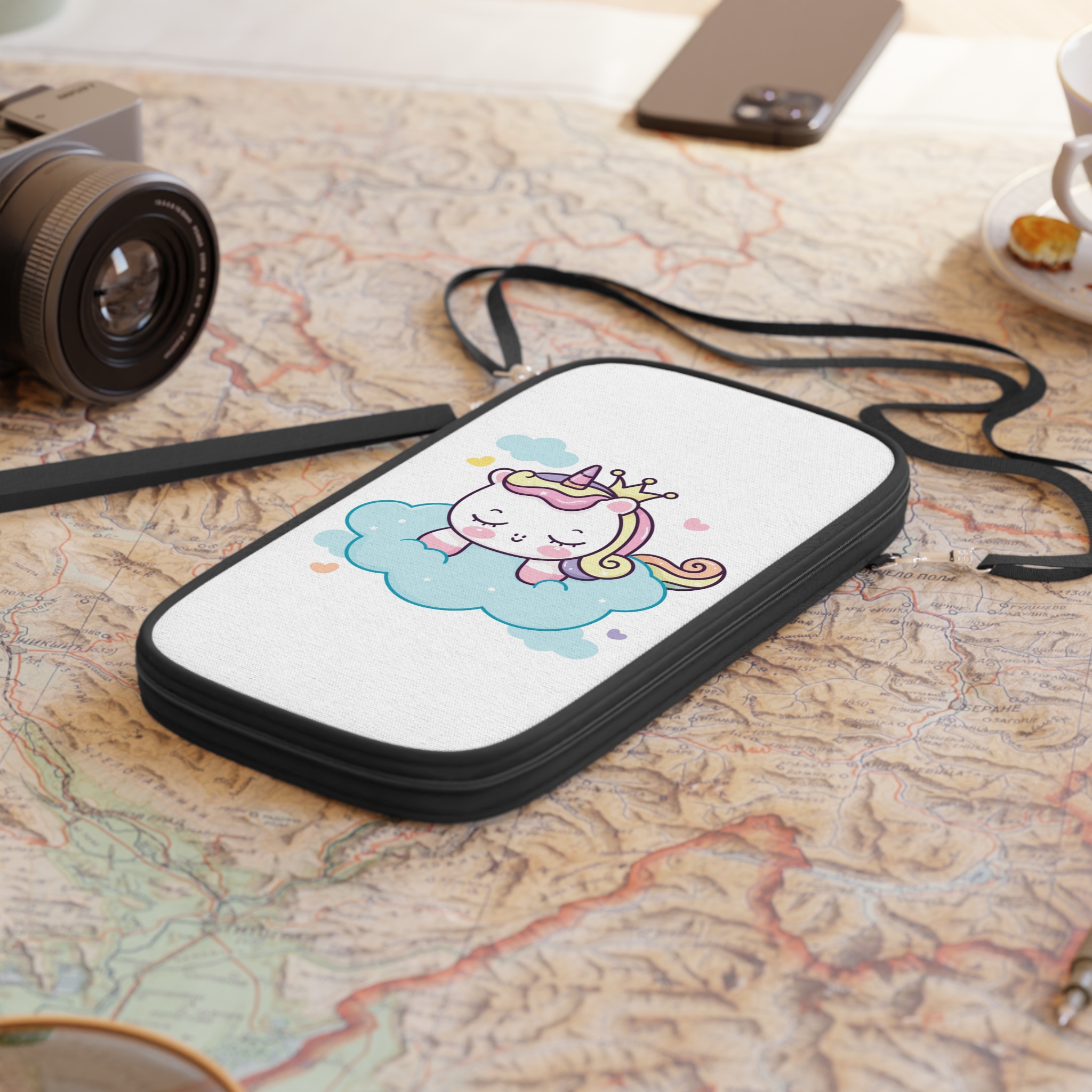Cute Unicorn Princess Cartoon Sleep Cloud Kawaii Clipart Passport Wallet - Image 4