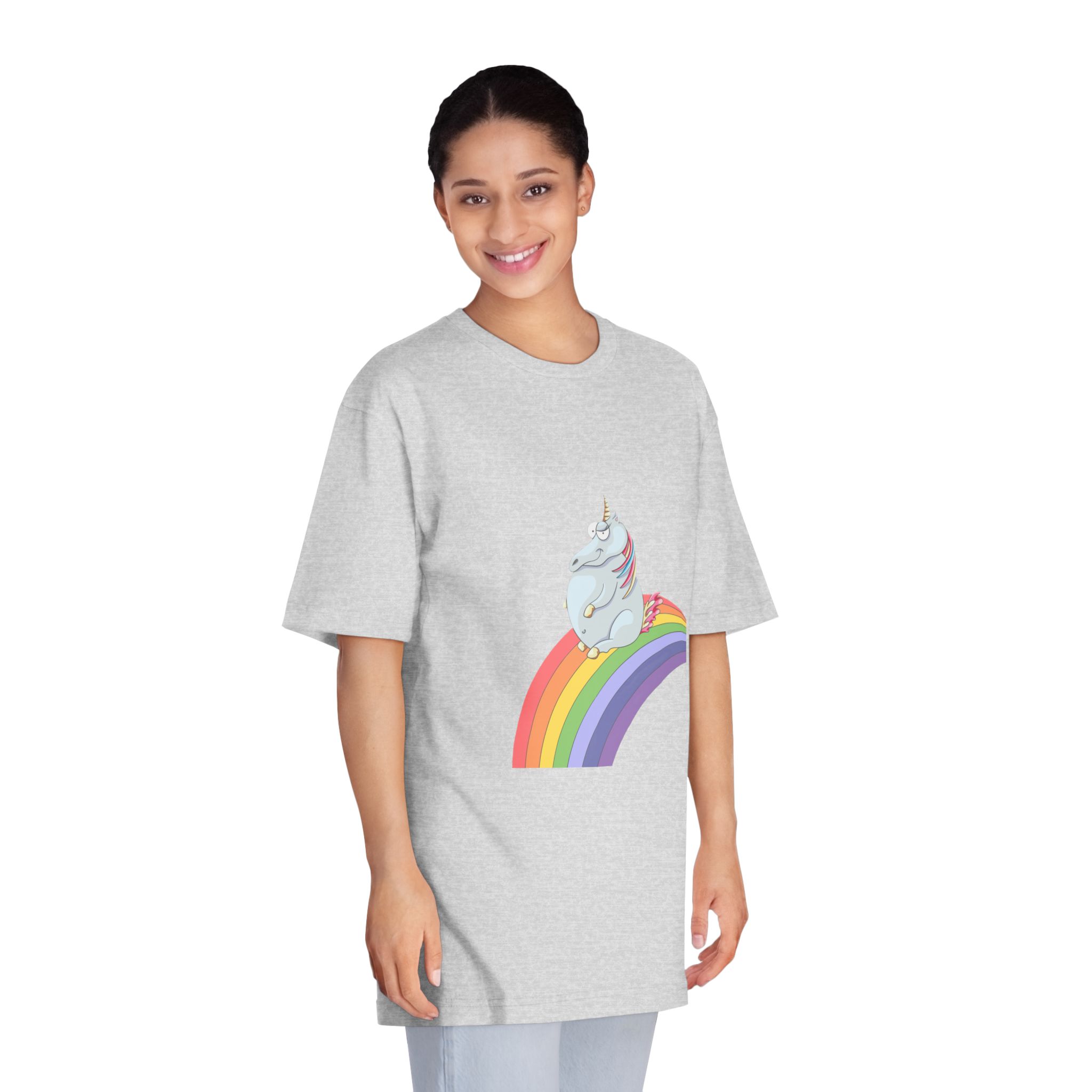 Unicorn and Rainbow Childrens Tale Magic Art Flat Unisex Classic Crewneck T Shirt - Image 15