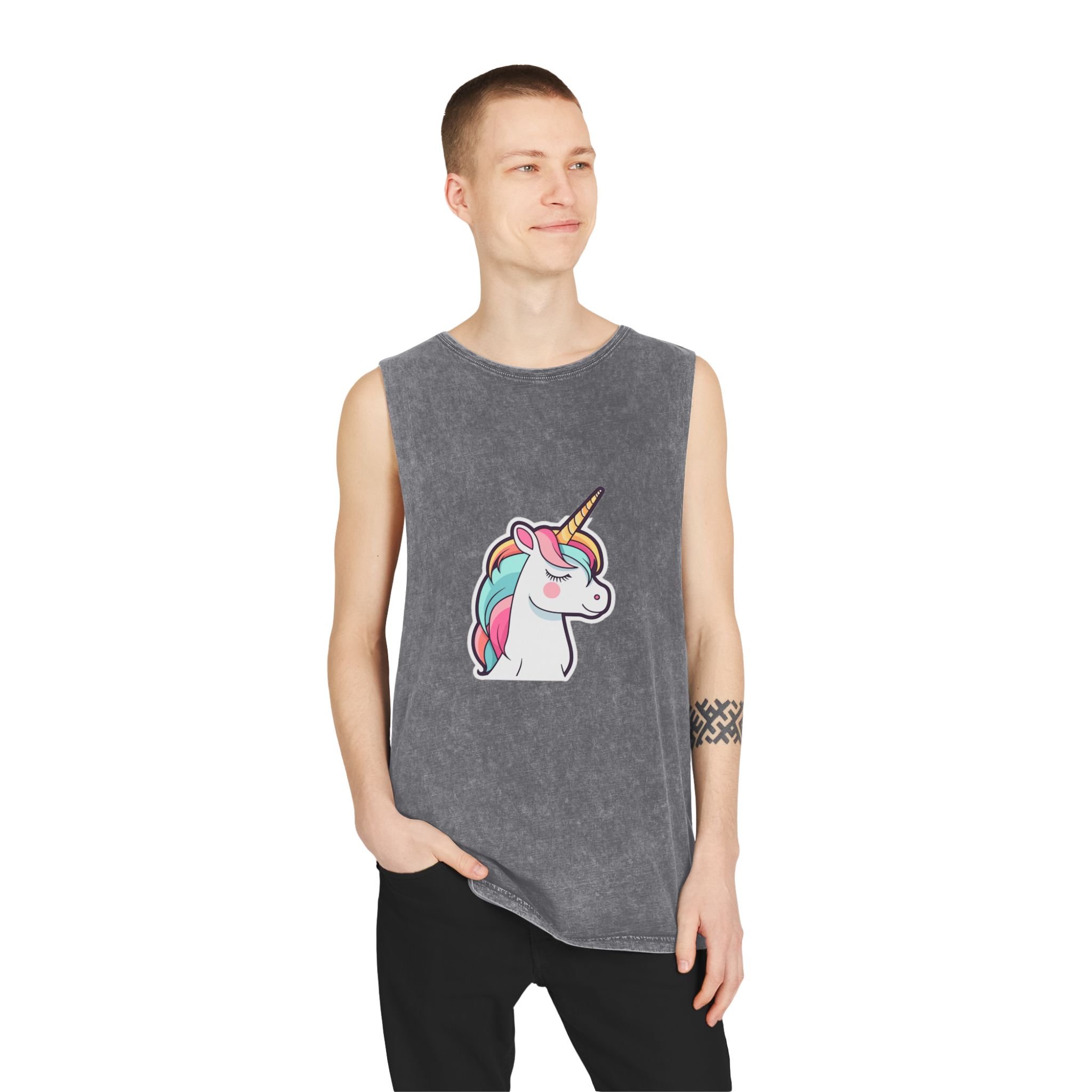 Unicorn Copy Unisex Stonewash Tank Top - Image 11