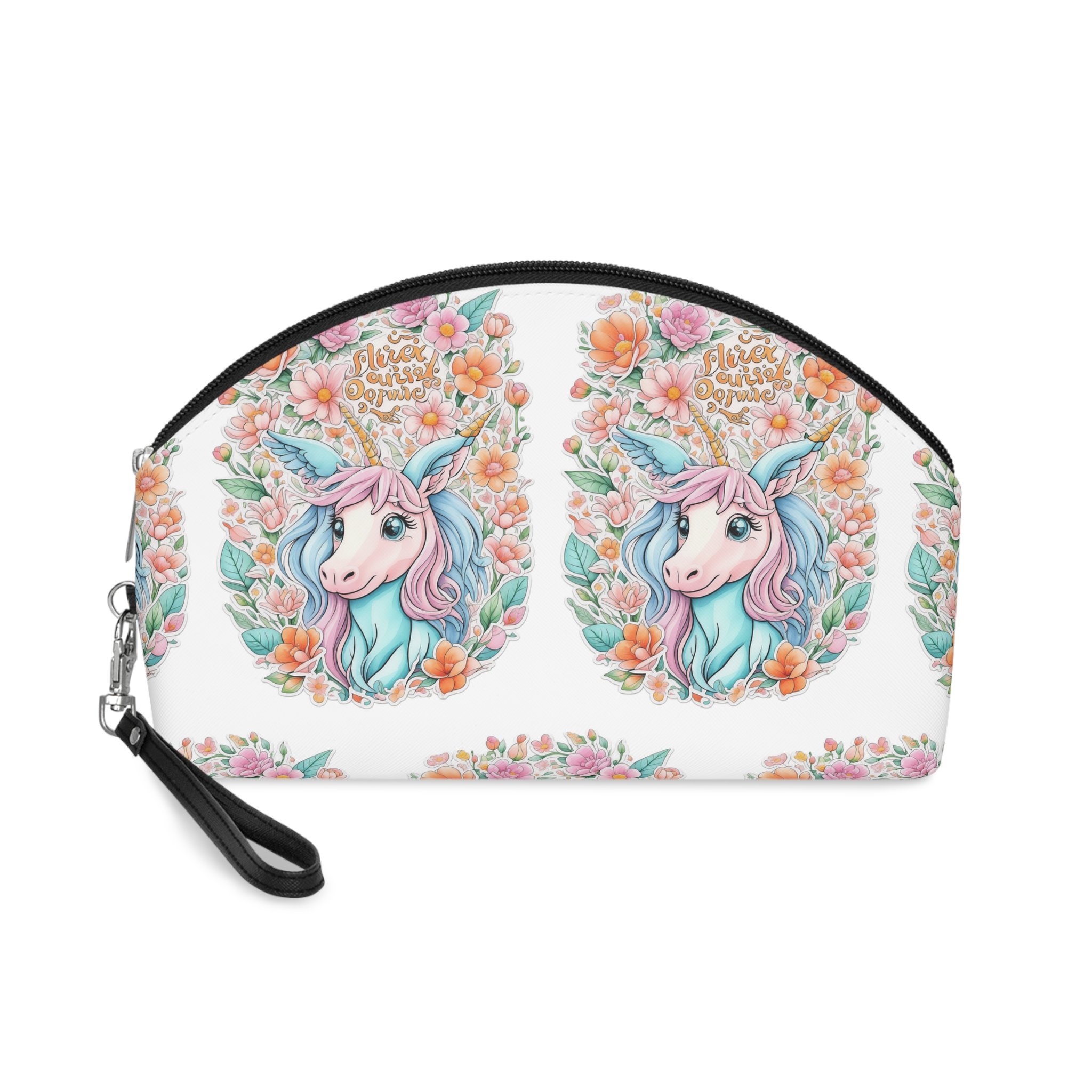 Beautiful Cute Unicorn With Colorful Fantasy Flowers (1) Makeup Bag