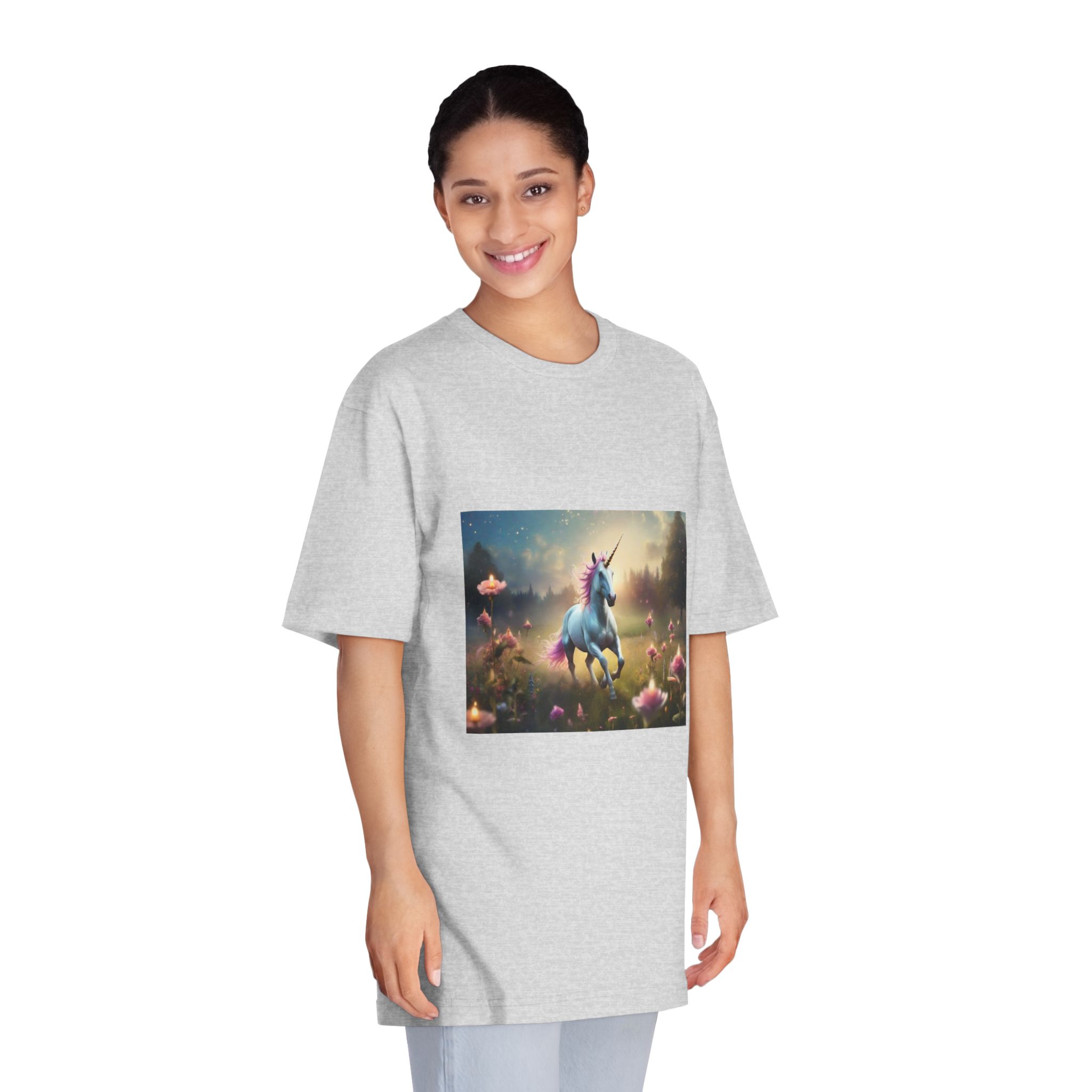 Beautiful Unicorn Running Magical Meadow Unicorn Background Images Whimsical Unicorn (35) Unisex Classic Crewneck T Shirt - Image 15