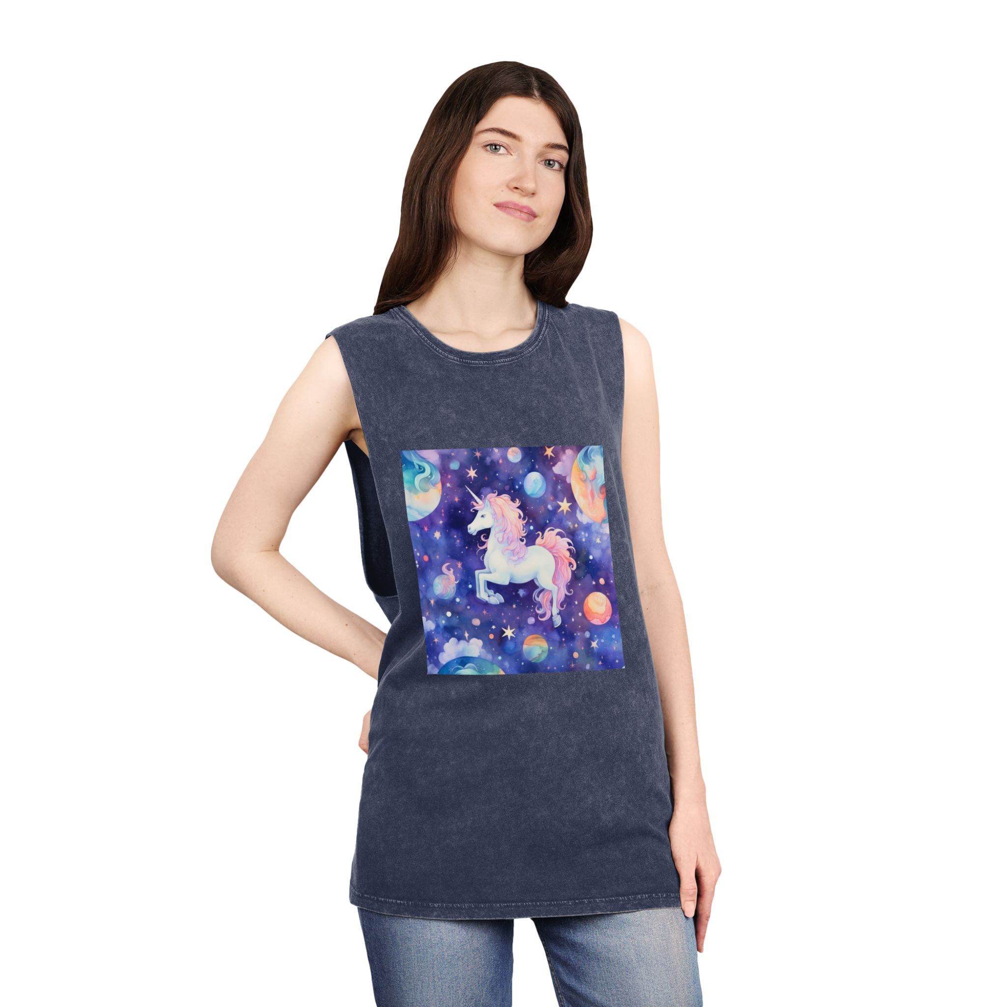There Is Unicorn That Is Flying Through Sky Generative Ai Unisex Stonewash Tank Top - Image 16