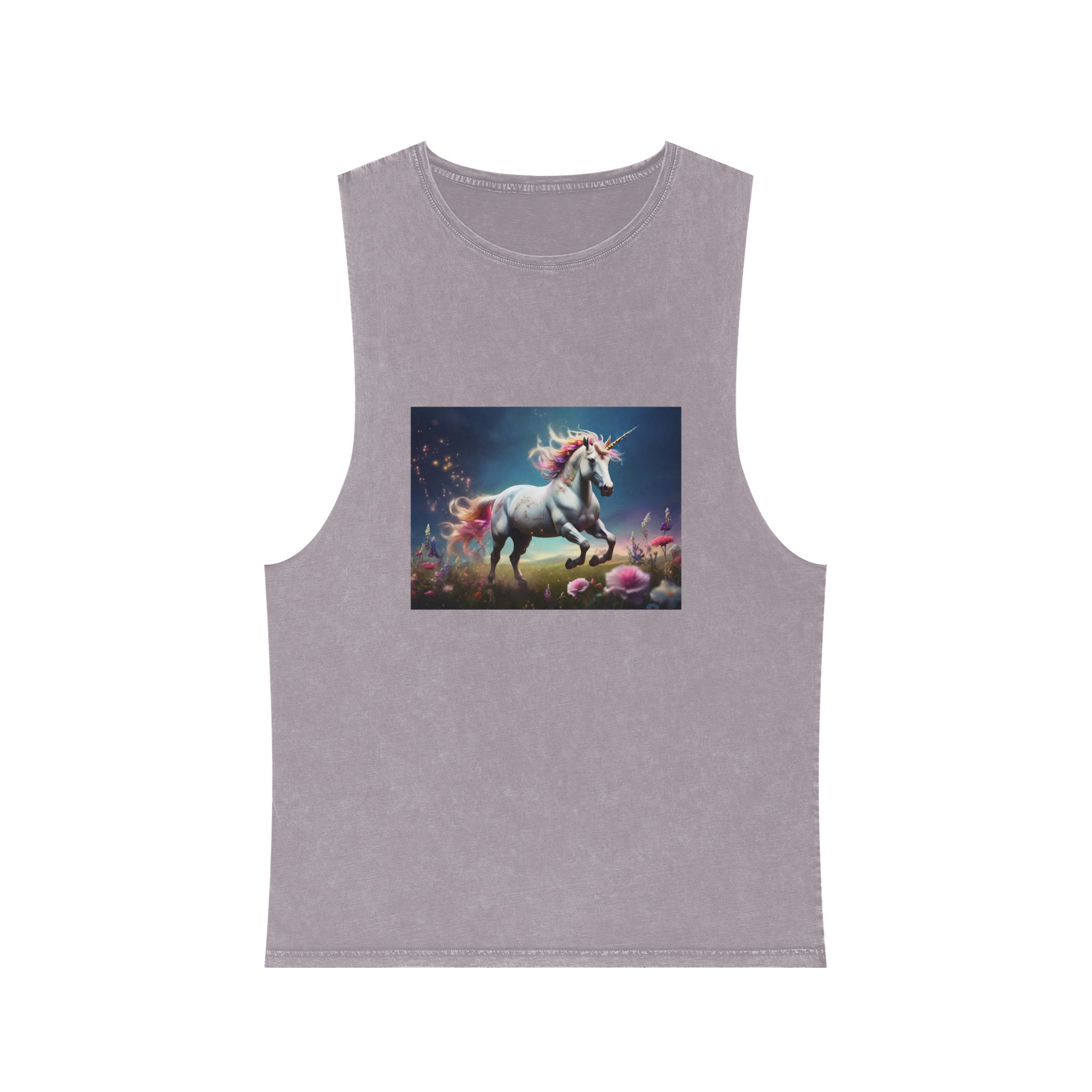 Beautiful Unicorn Running Magical Meadow Unicorn Background Images Whimsical Unicorn (18) Unisex Stonewash Tank Top - Image 17