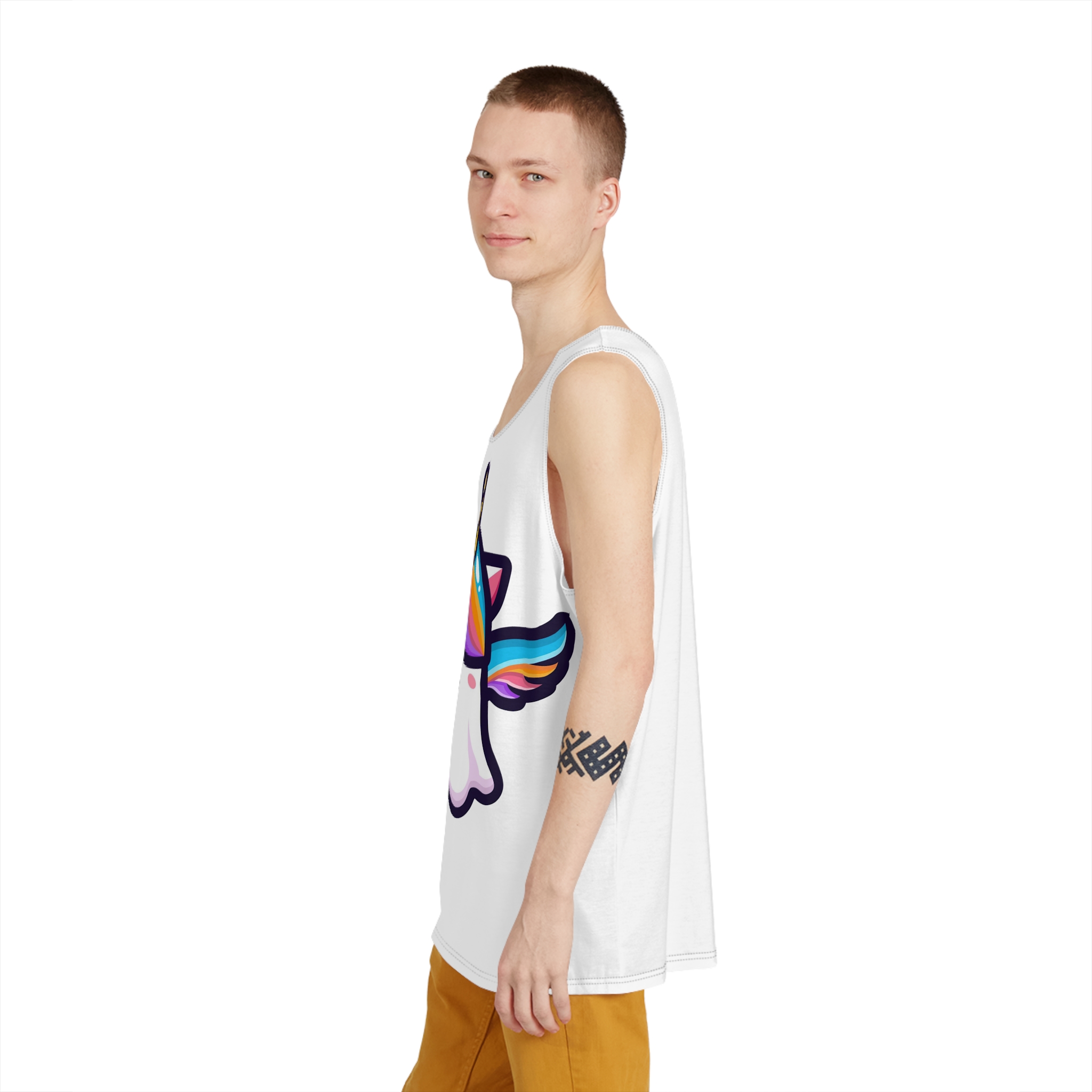 Cute Unicorn Ghost Character Design Mens Tank Aop