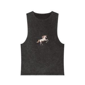 Beautiful Unicorn Running Magical Meadow Unicorn Background Images Whimsical Unicorn (42) Unisex Stonewash Tank Top