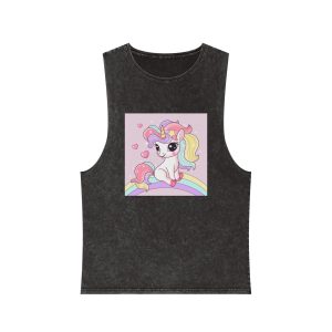Lovely Unicorn Unisex Stonewash Tank Top