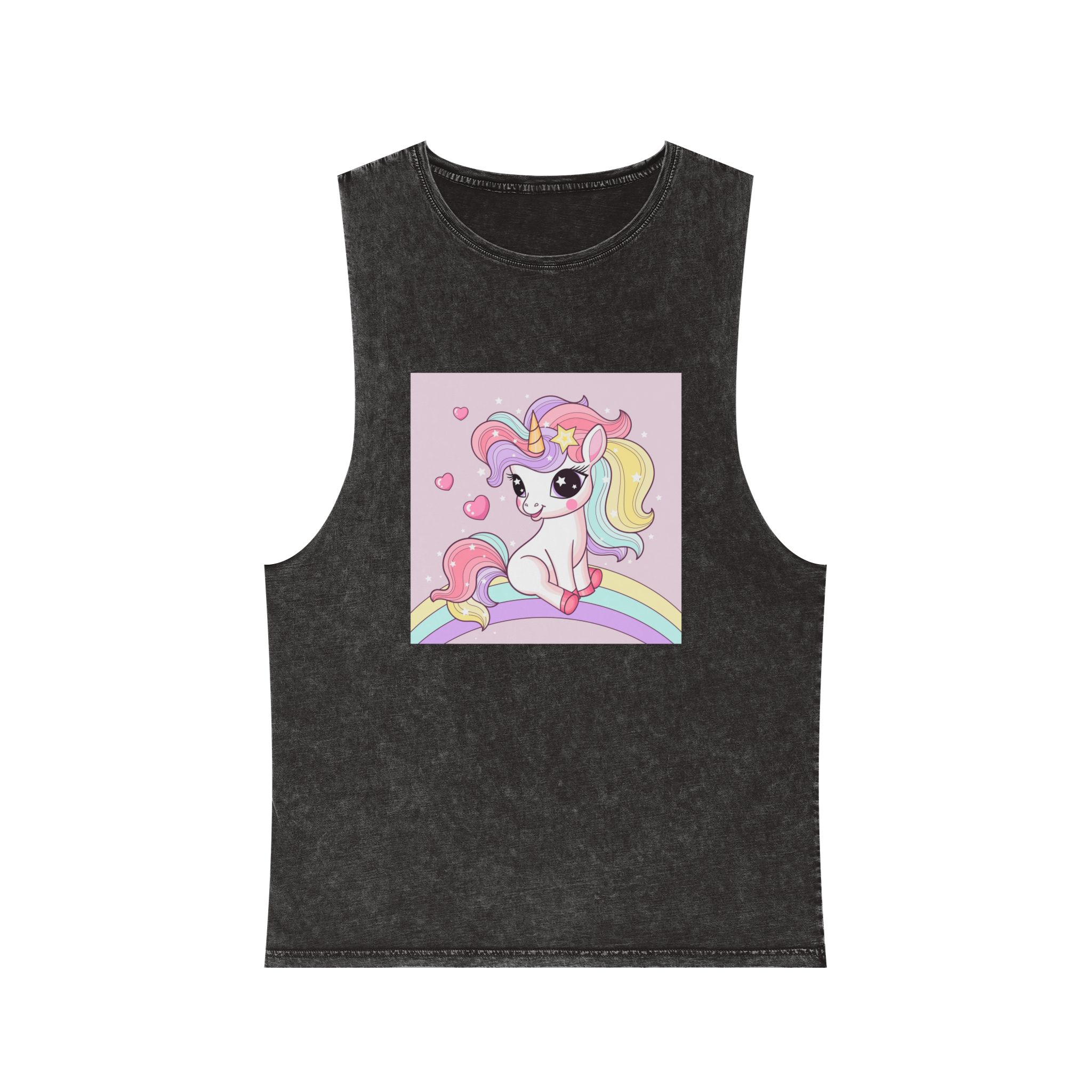 Lovely Unicorn Unisex Stonewash Tank Top