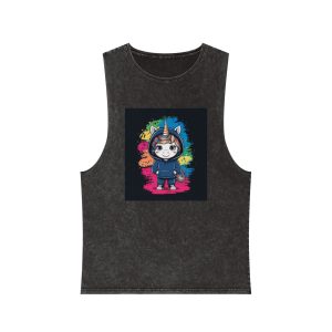 Modern Unicorn Unisex Stonewash Tank Top