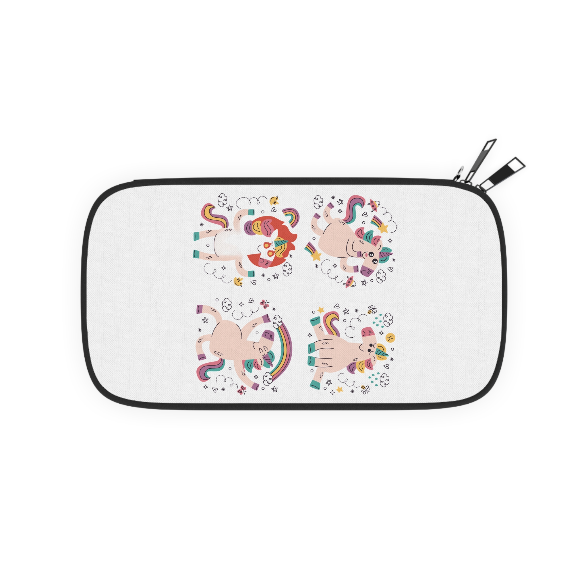 Doodle Hand Drawn Unicorn Stickers 2 Passport Wallet