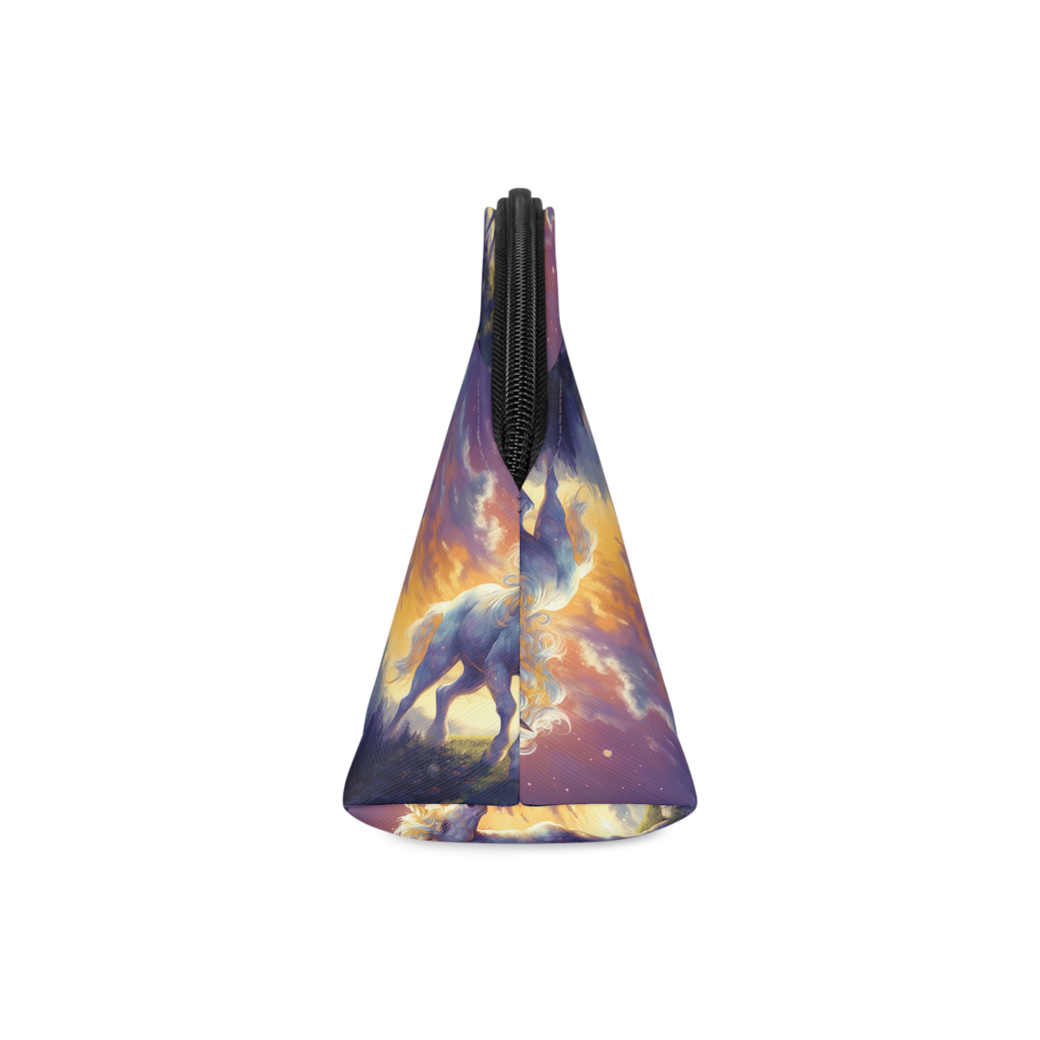 Painting Unicorn Standing Hill With Sunset Background Generative Ai (2) Makeup Bag - Image 4