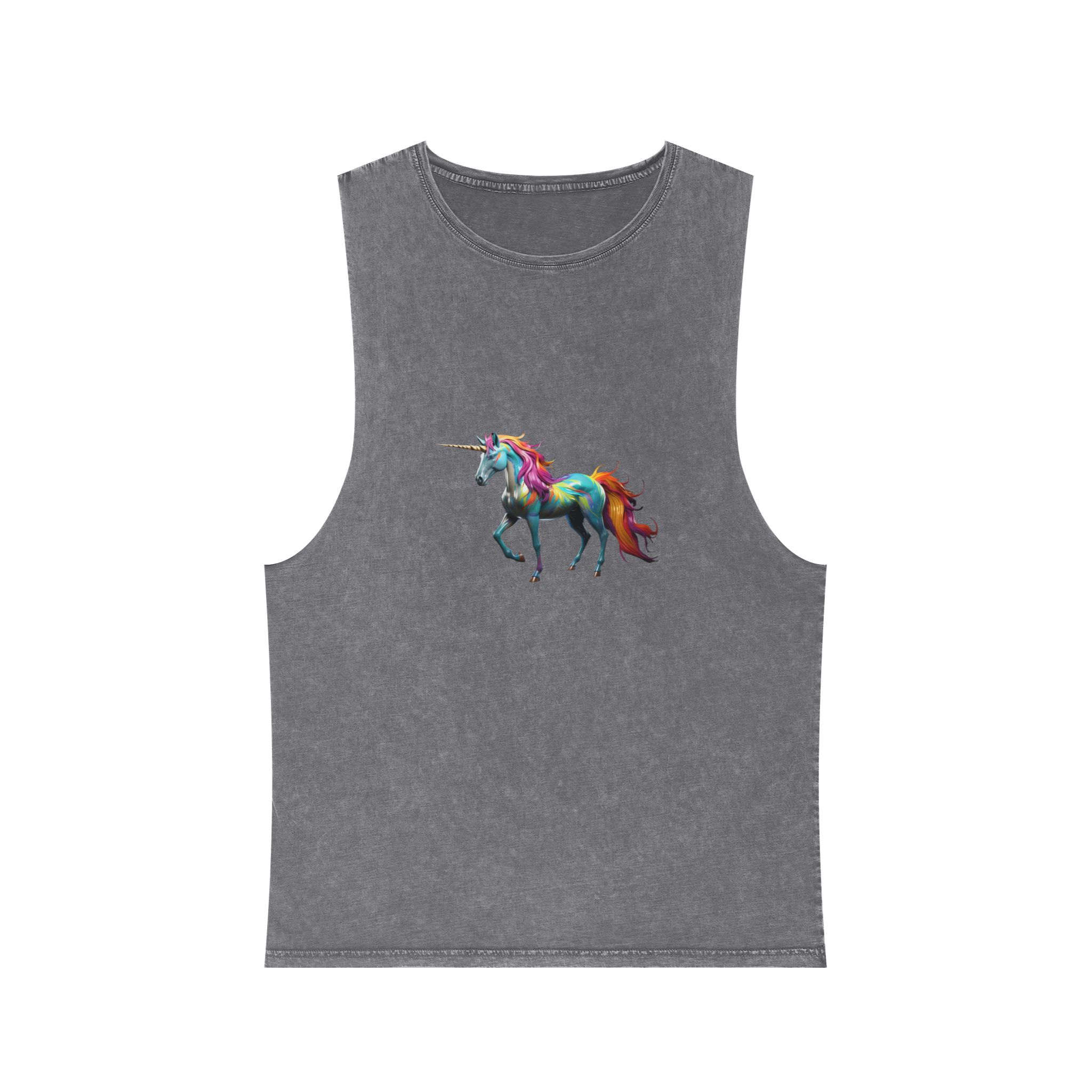 Mythical Unicorn With Oil Spill Colors Fotor Bg Remover 2023110415173 Unisex Stonewash Tank Top - Image 9