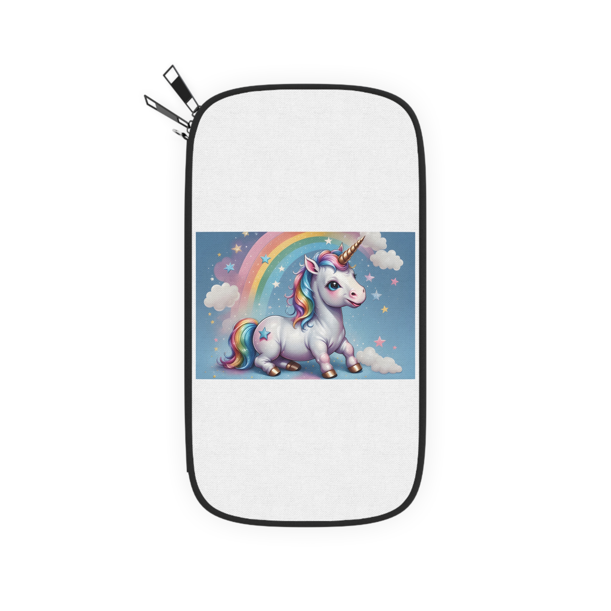 Happy Unicorn Background Sky Rainbow Passport Wallet - Image 2