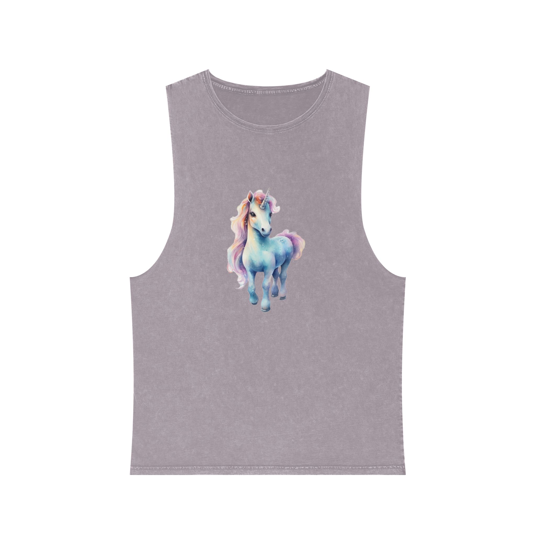 Painting Unicorn With Long Mane Colorful Mane Generative Ai (2) Unisex Stonewash Tank Top - Image 17