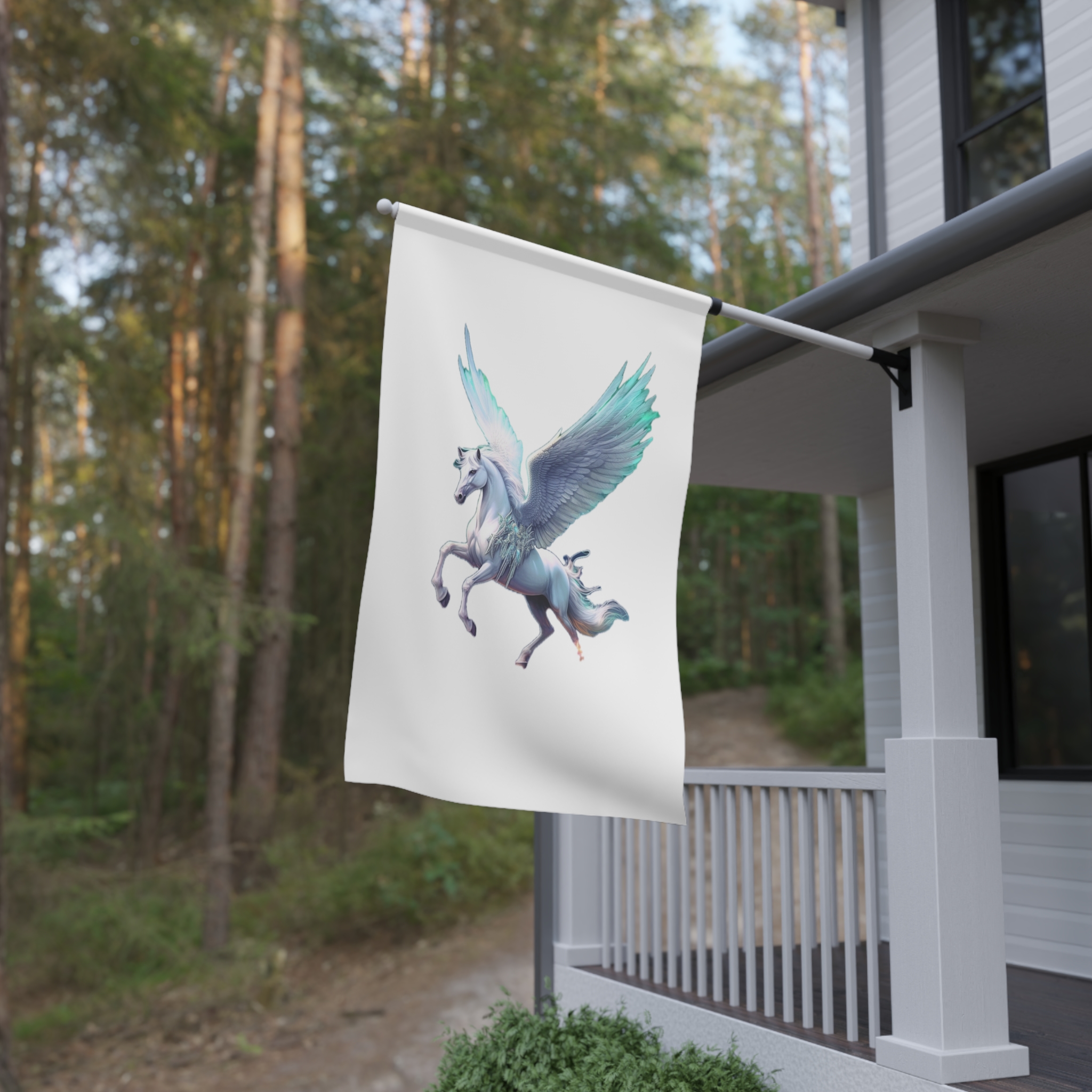 Unicorn With Wings Flying Sky With Full Moon Background Generative Ai House Banner - Image 4