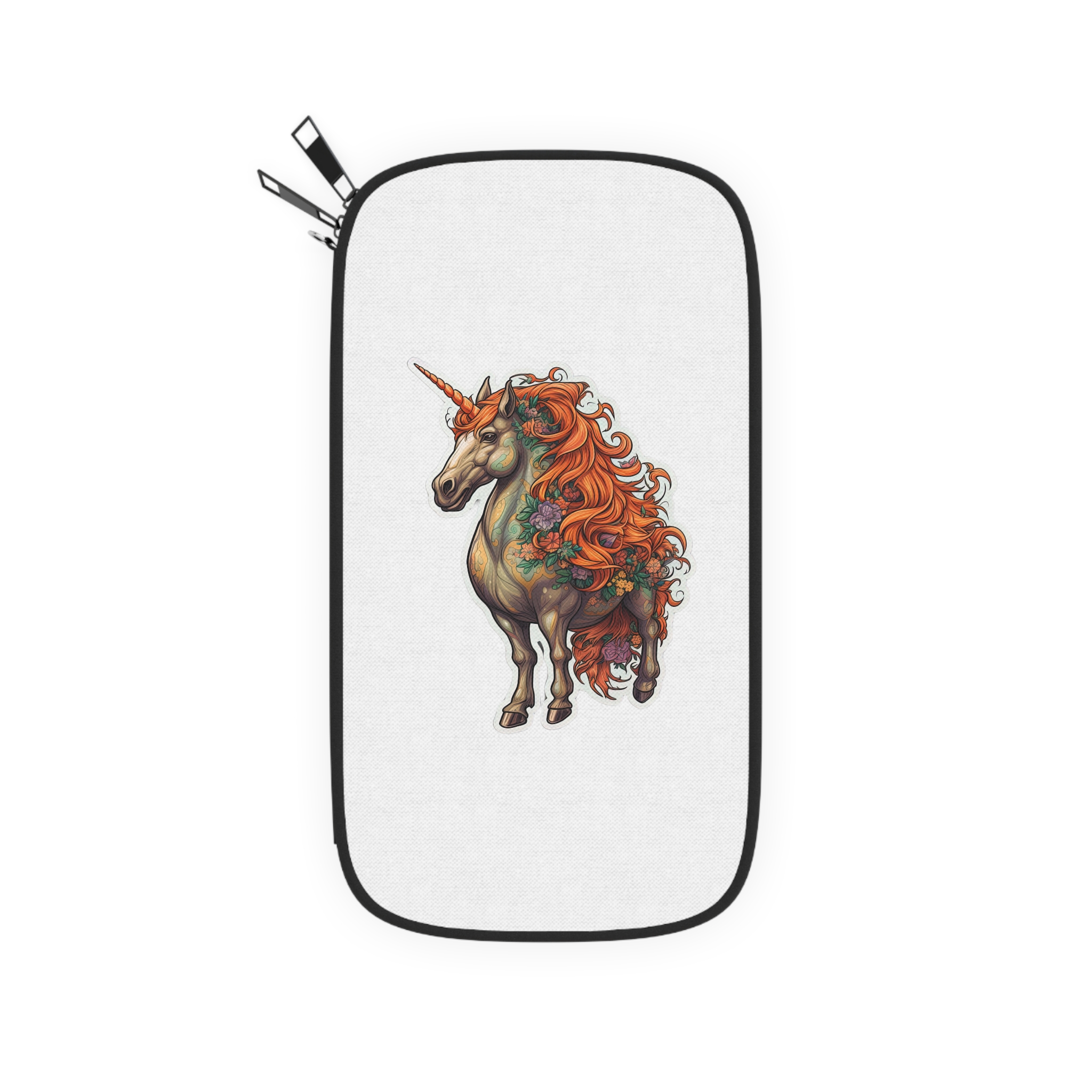 Drawing Unicorn With Flowers Picture Unicorn Passport Wallet - Image 2