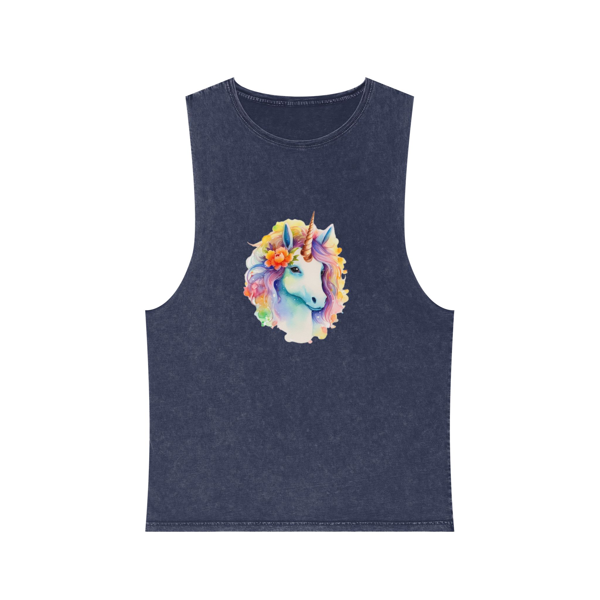 Painting Unicorn With Flower Crown Its Head Generative Ai Unisex Stonewash Tank Top - Image 13
