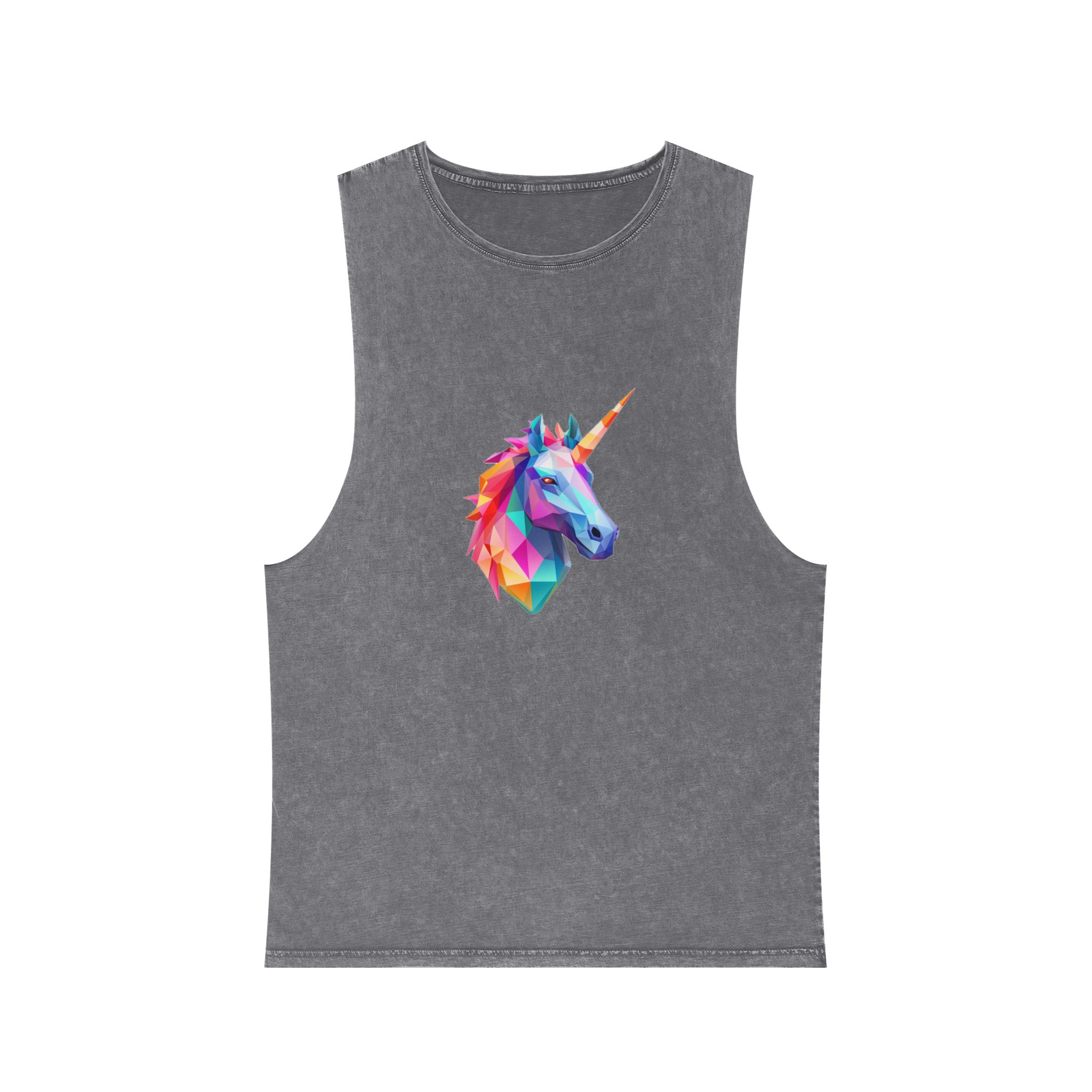Mythical Unicorn With Poly Style (1) Unisex Stonewash Tank Top - Image 9
