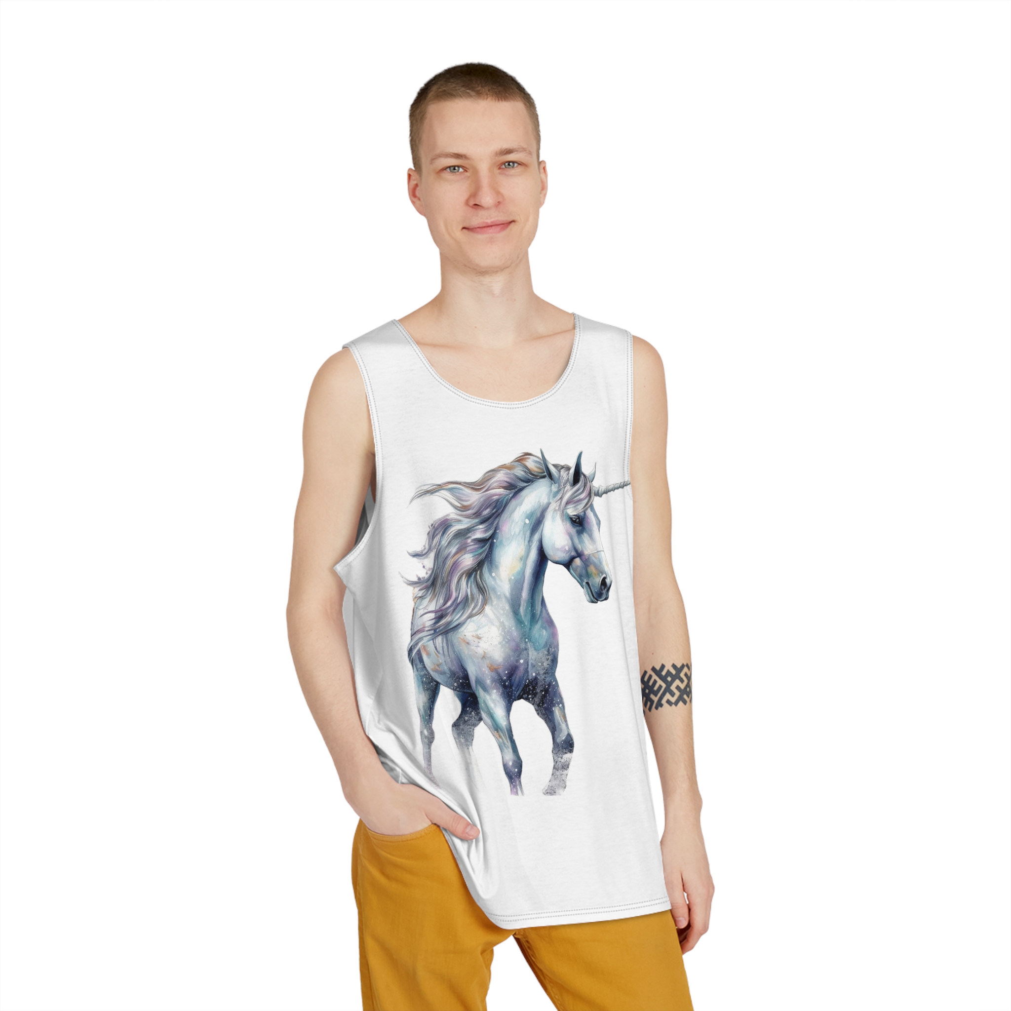 Painting Unicorn With Long Mane Long Mane Generative Ai Mens Tank Aop - Image 3