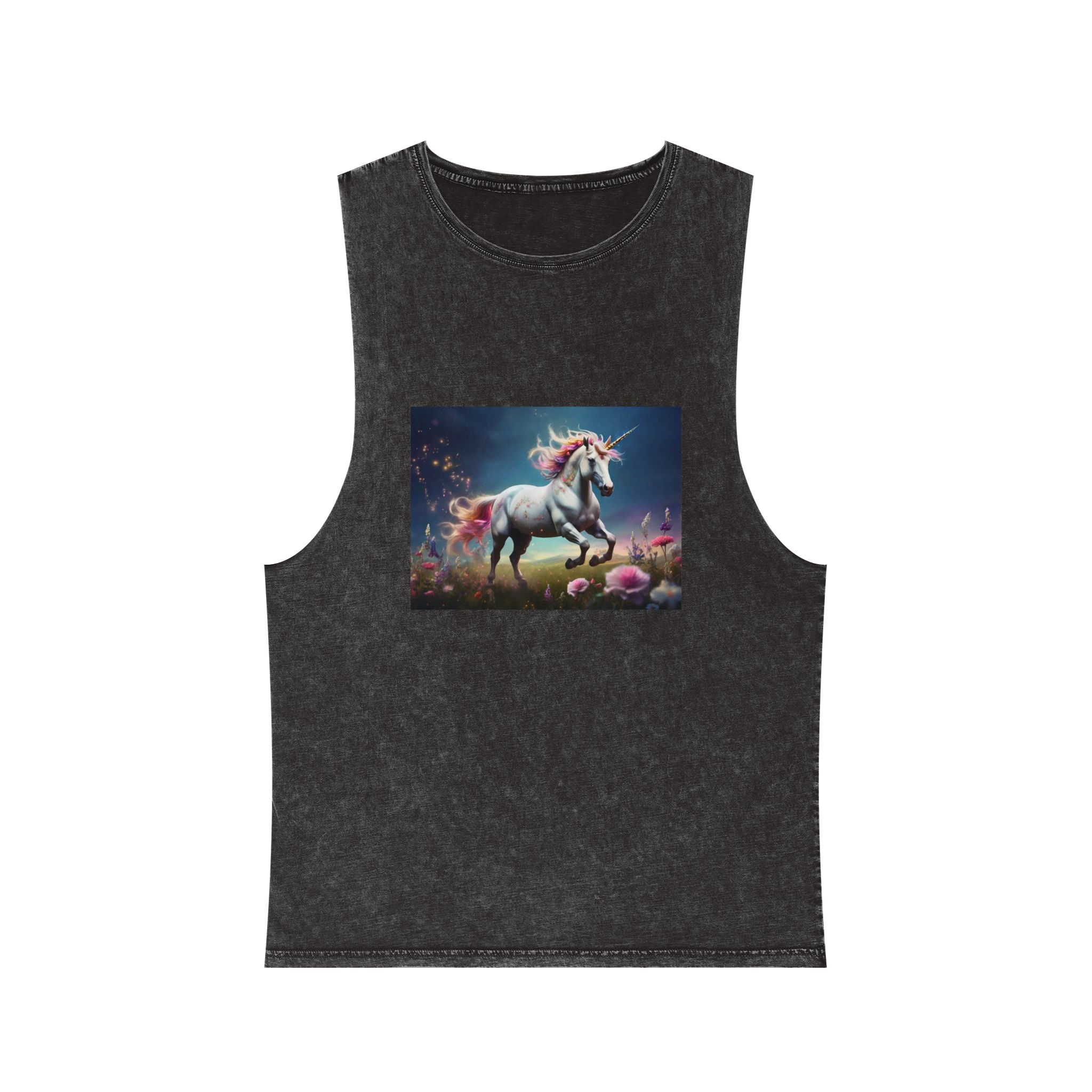 Beautiful Unicorn Running Magical Meadow Unicorn Background Images Whimsical Unicorn (18) Unisex Stonewash Tank Top