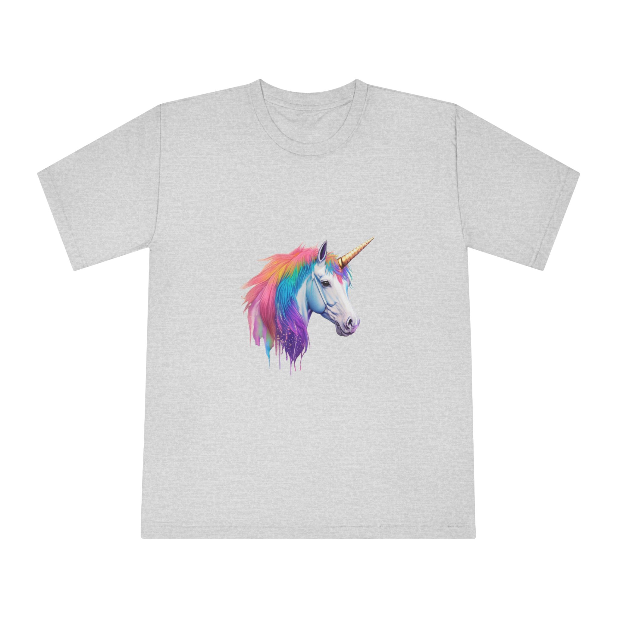 Unicorn Head With Rainbow Mane Horn White Background Unisex Classic Crewneck T Shirt - Image 13