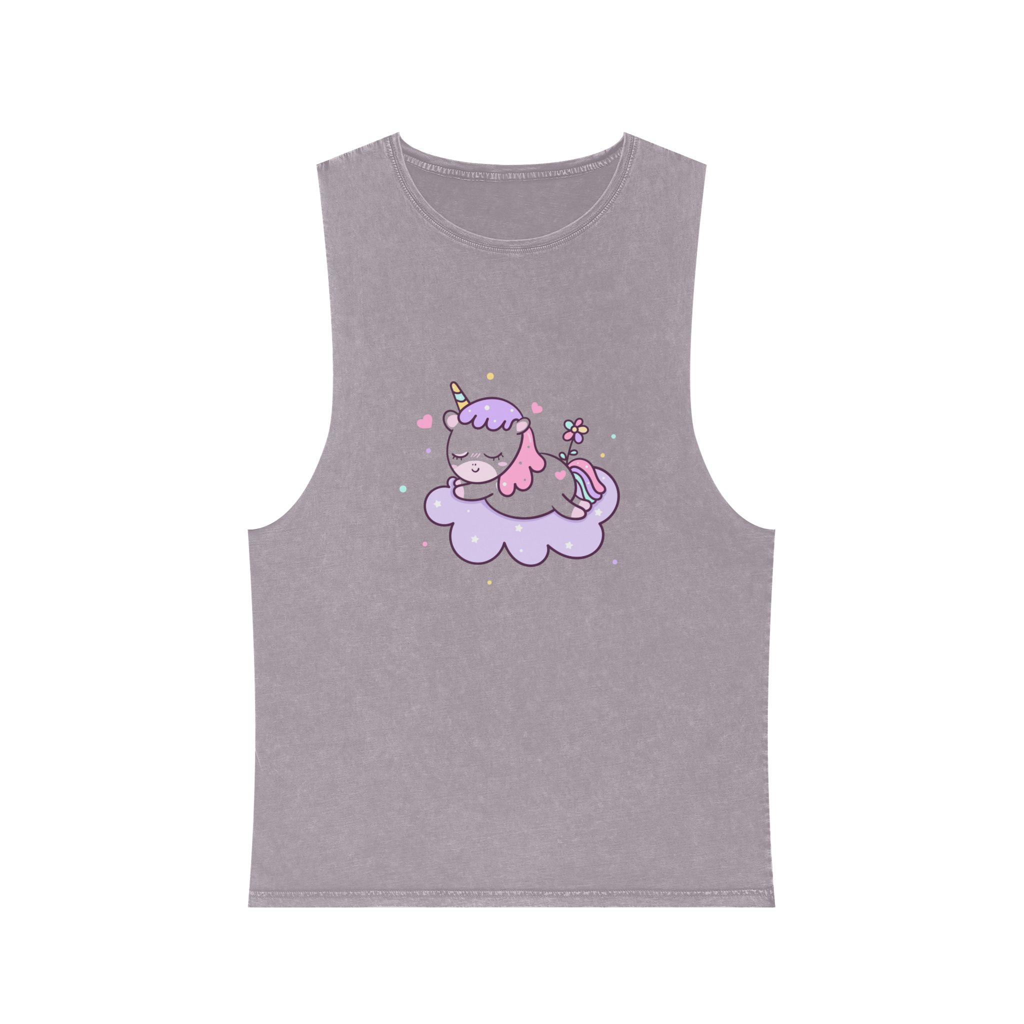 Cute Unicorn Vector Sweet Dream Sky Unisex Stonewash Tank Top - Image 17