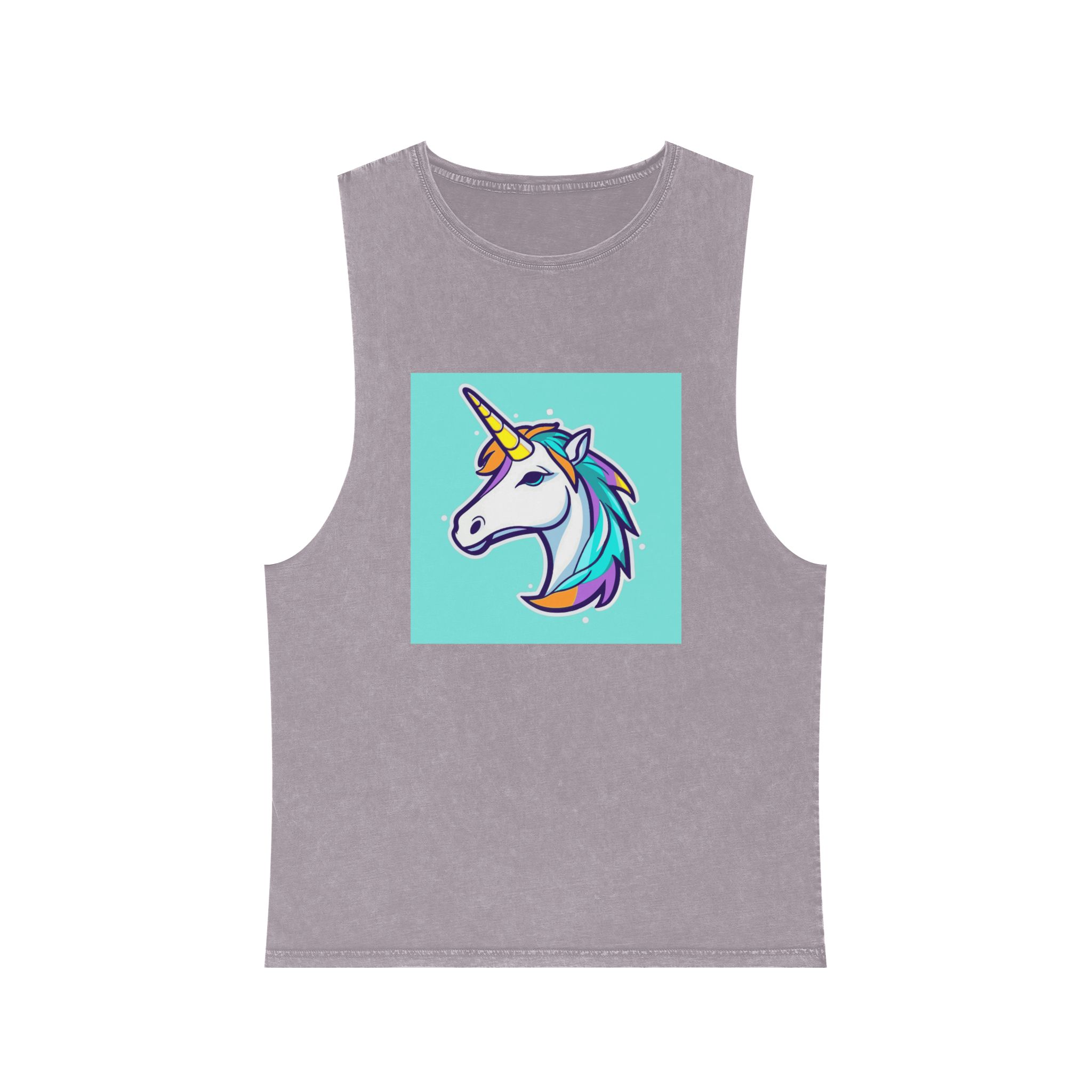 Cartoon Unicorn Head Vector With Maximum 16 Colors I 3 Unisex Stonewash Tank Top - Image 17