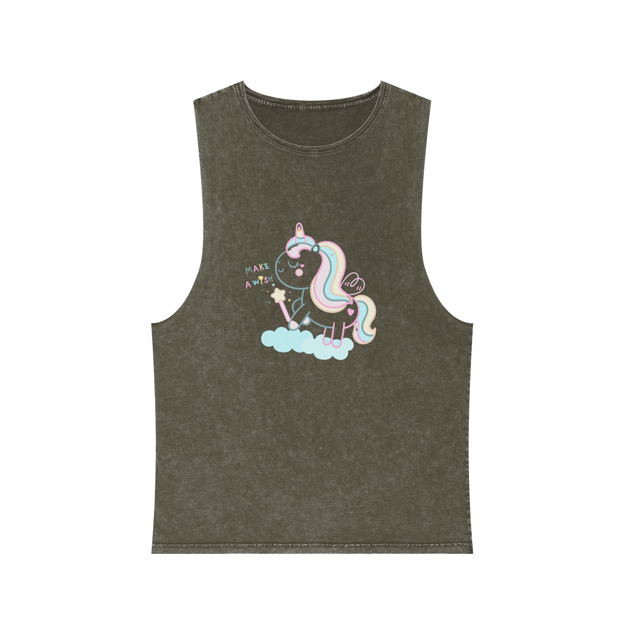 Cute Unicorn Pastel Holding Magic Wand Unisex Stonewash Tank Top - Image 5