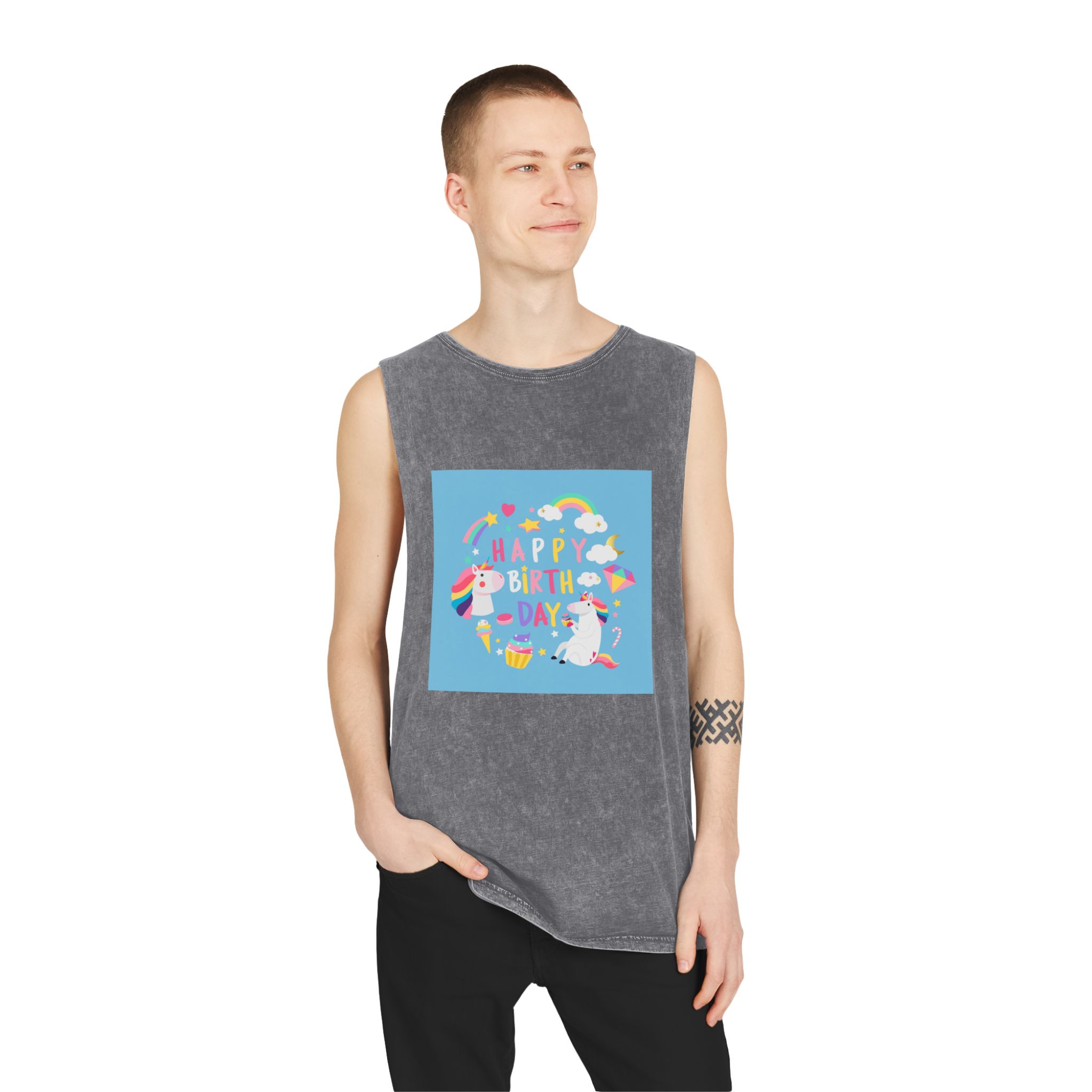 Unicorn V144 Unisex Stonewash Tank Top - Image 11